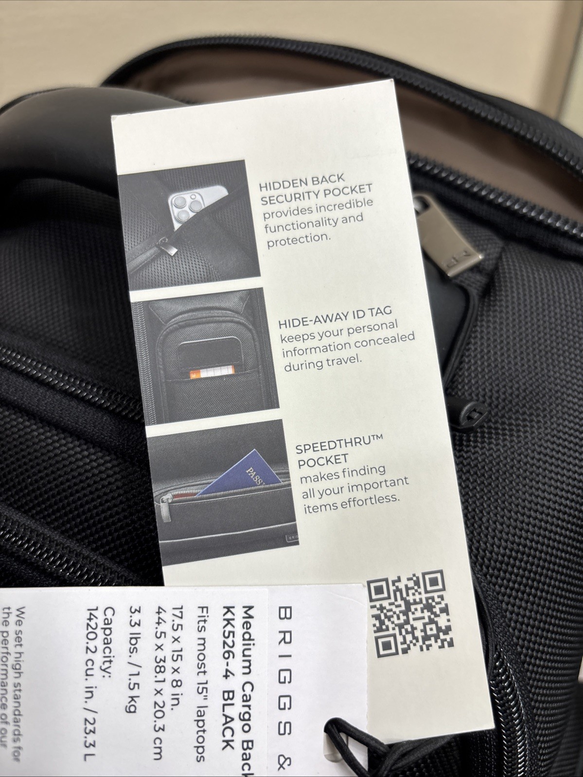 Briggs & Riley @Work Medium Cargo Backpack Navy KK526-4 Fits 15” Laptops