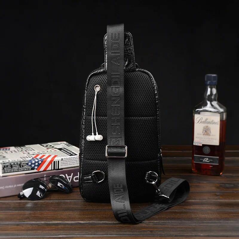 Men Luxury Crocodile Pattern Sling Bag Chest Shoulder Daypack Crossbody Bag Gift