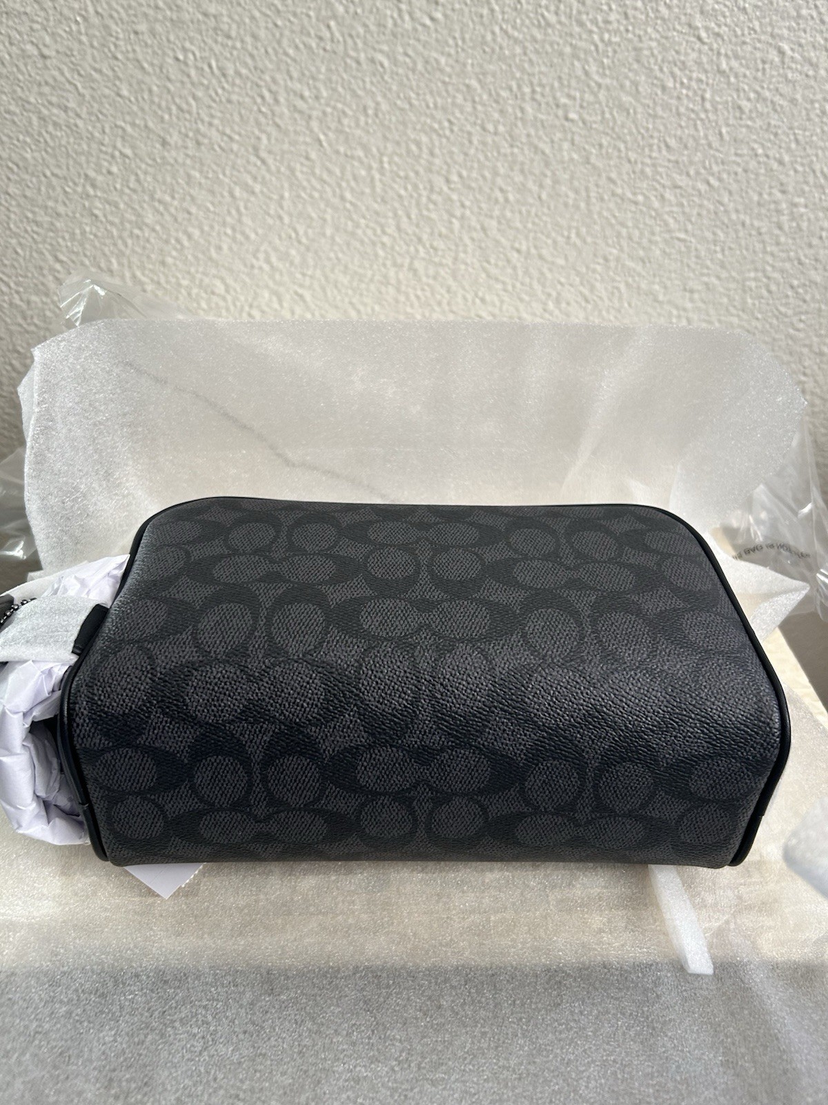 Coach Small Travel Kit In Signature Canvas and calf leather Charcoal/Black CAR15