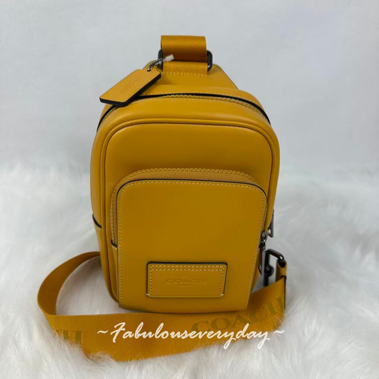 Coach Men Racer Sling Pack Crossbody In Leather/Silver/Buttercup CX071 NWT