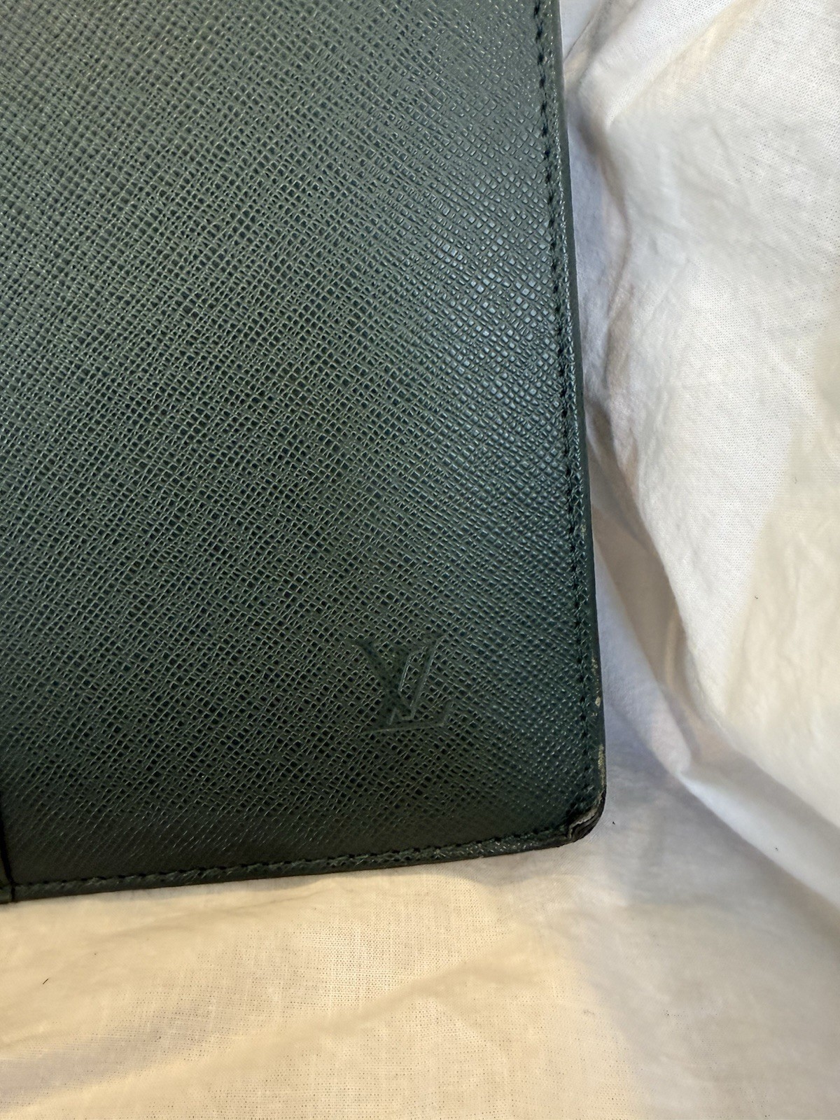 Auth Louis Vuitton Taiga Leather Briefcase Green Vintage 1997 Made In France