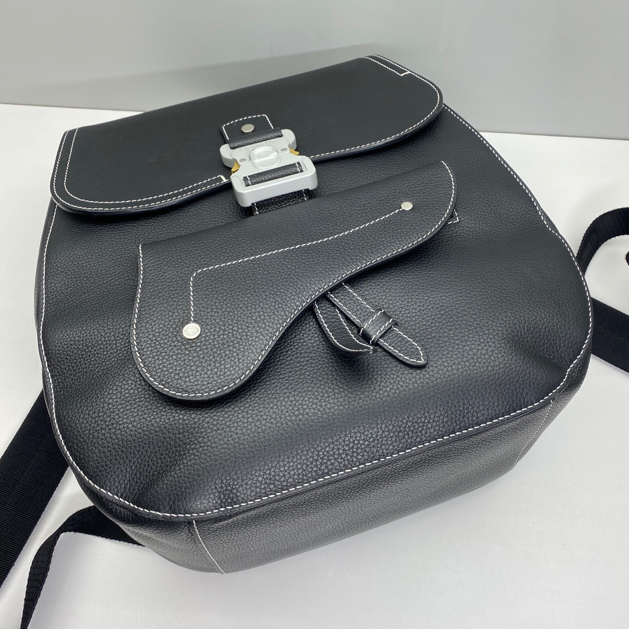 Dior Pre-Owned Authentic Gallop Black Leather Backpack 40x28x12cm
