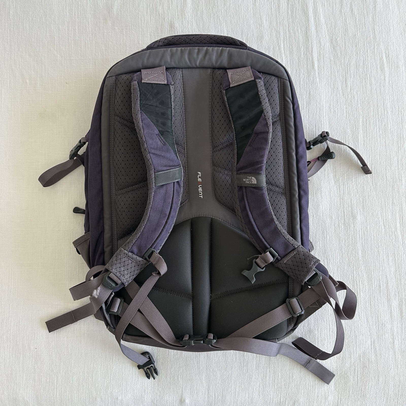 The North Face Surge Backpack Flex Vent Padded Laptop Dark purple and grey