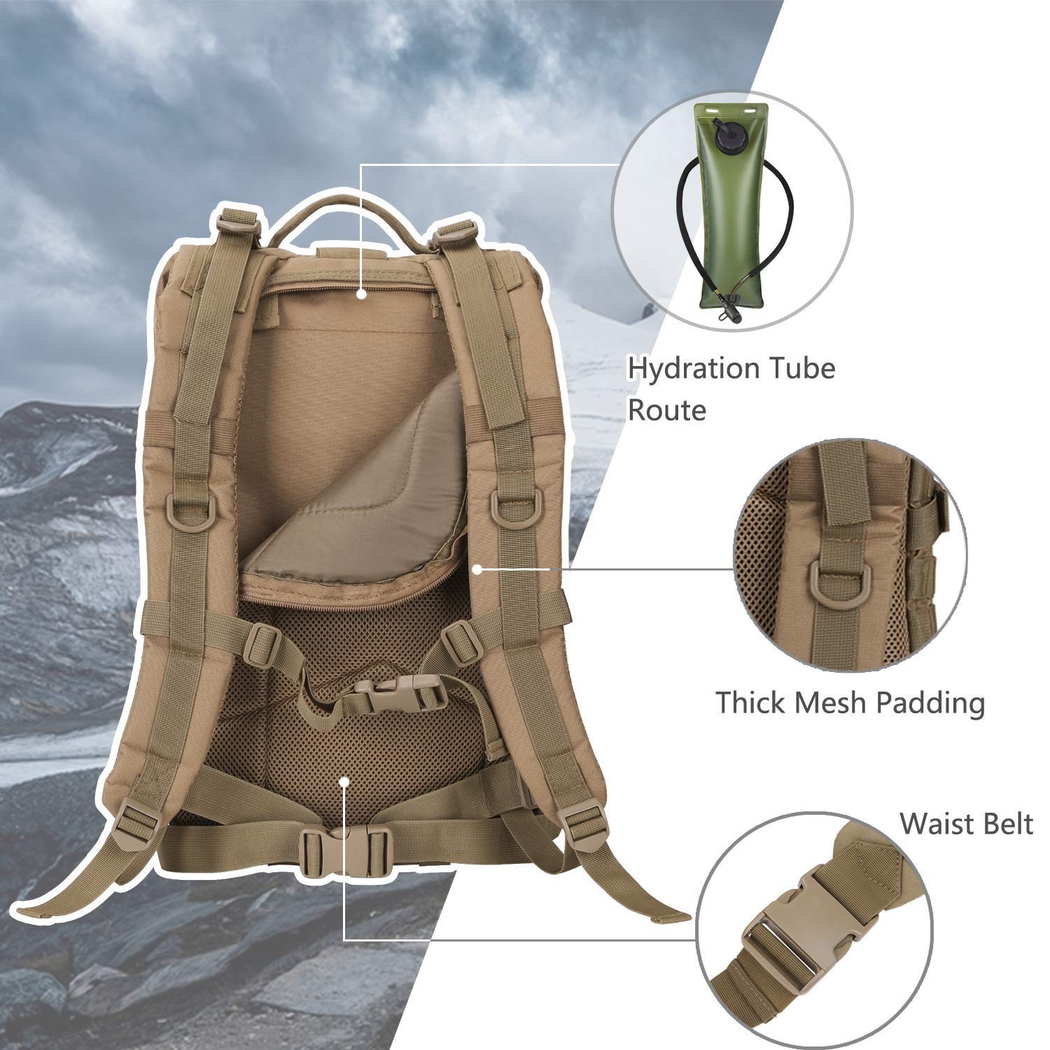 Hannibal Tactical MOLLE Assault Pack, Tactical Backpack Military Army Camping…