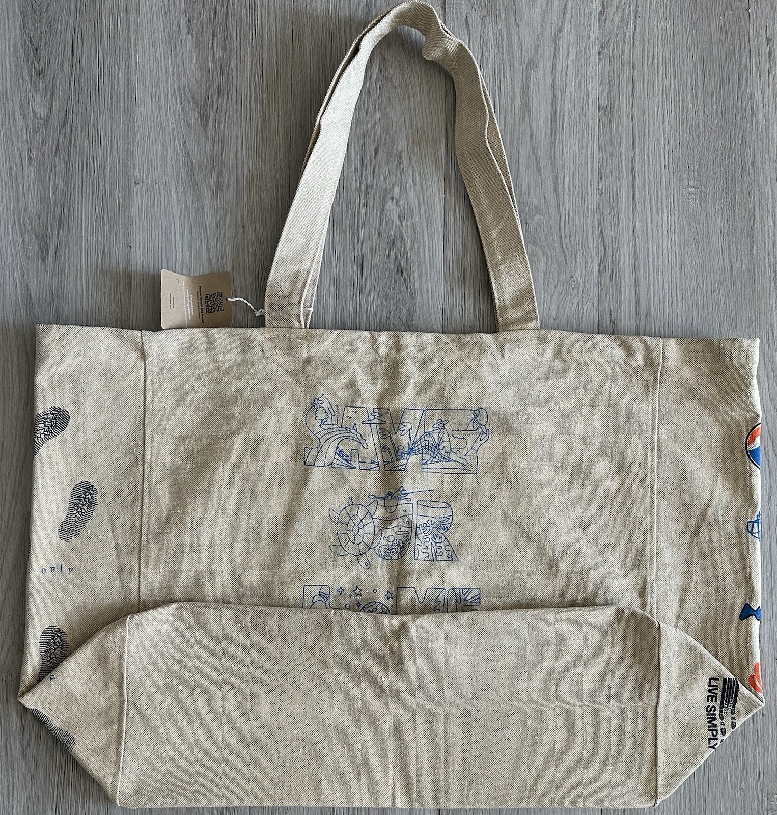 Patagonia Tote Bag Extra Large Save Our Home Planet Canvas Eco Beach Grocery NWT