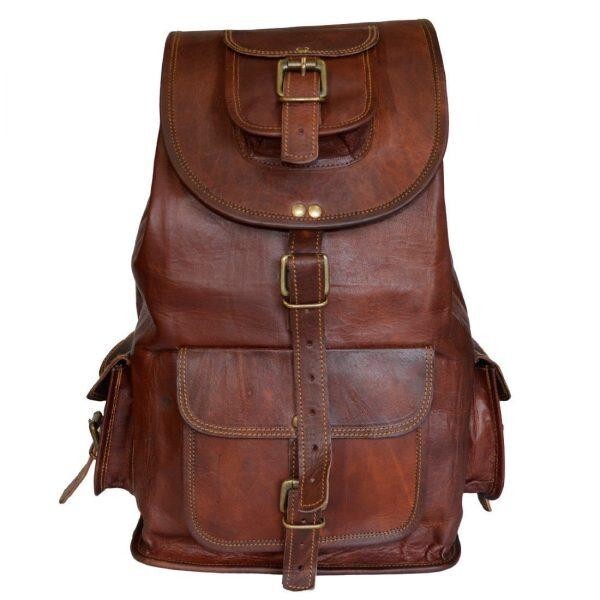 Genuine Vintage Leather Laptop Backpack Knapsack Rucksack Travel Bag Men & Women
