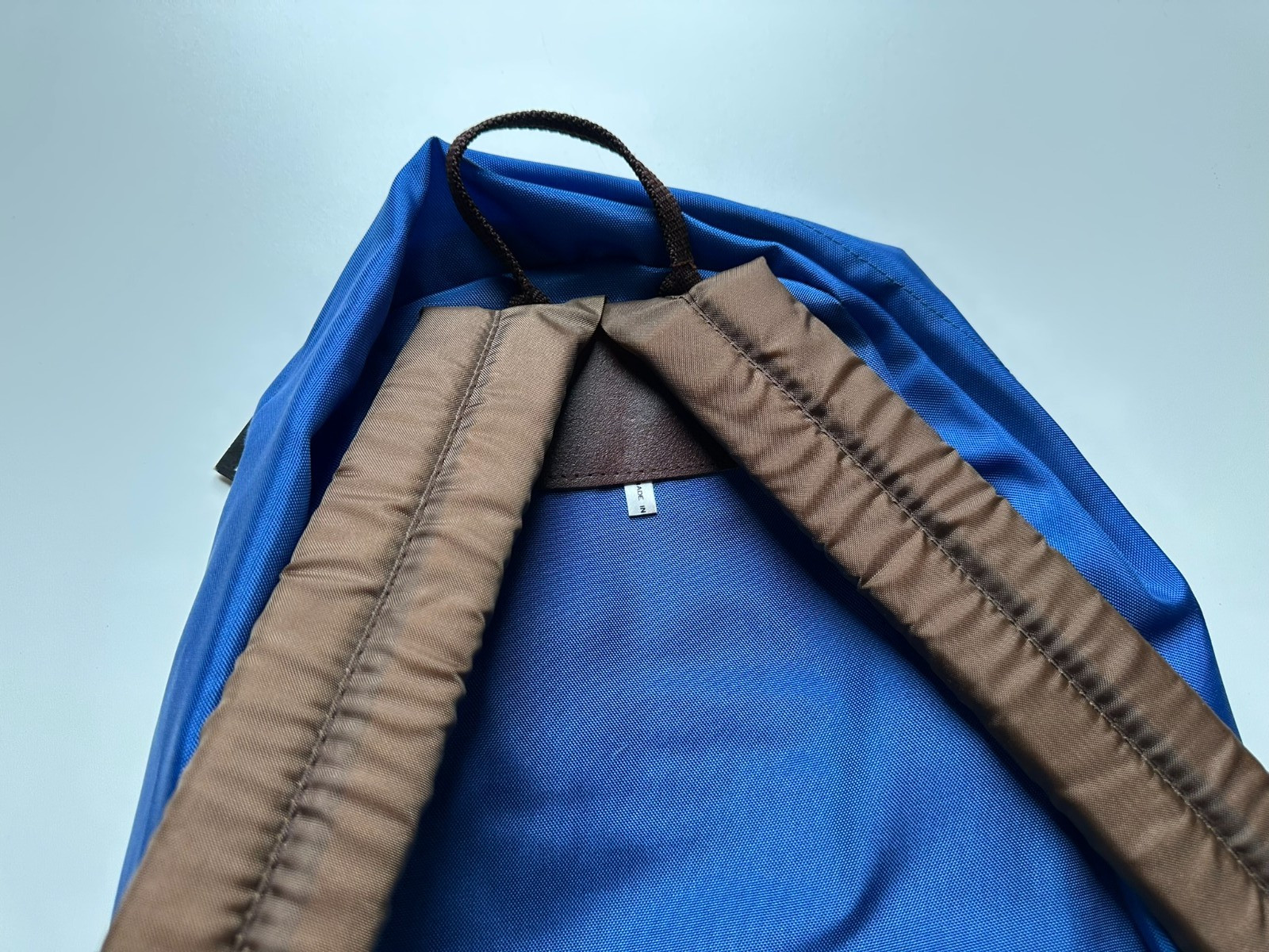 VTG NWT Taymor Montar Blue Brown Oxford Nylon Satin Backpack Vinyl Bottom RARE