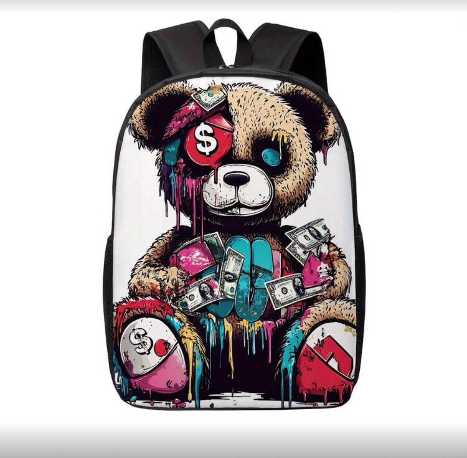 Money Bear Graffiti Backpack