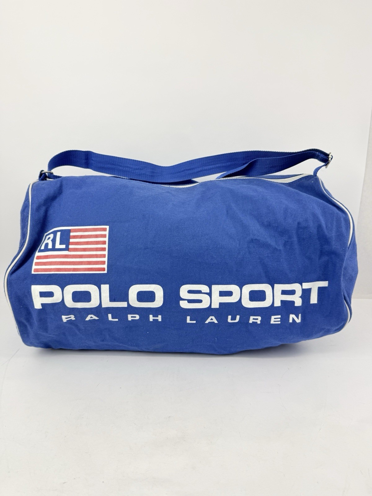 Vintage Polo Sport Ralph Lauren Blue Duffle Bag Adjustable strap 20in x 11in