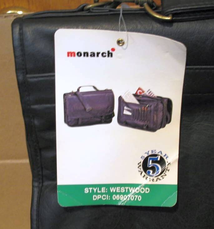 Monarch Expandable Flapover Portfolio Business Briefcase/Laptop Bag, Black New