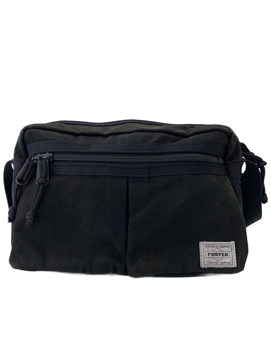Authentic PORTER Nylon Shoulder Bag Black 11.5cm x 14.5cm x 2cm Damaged Fabric