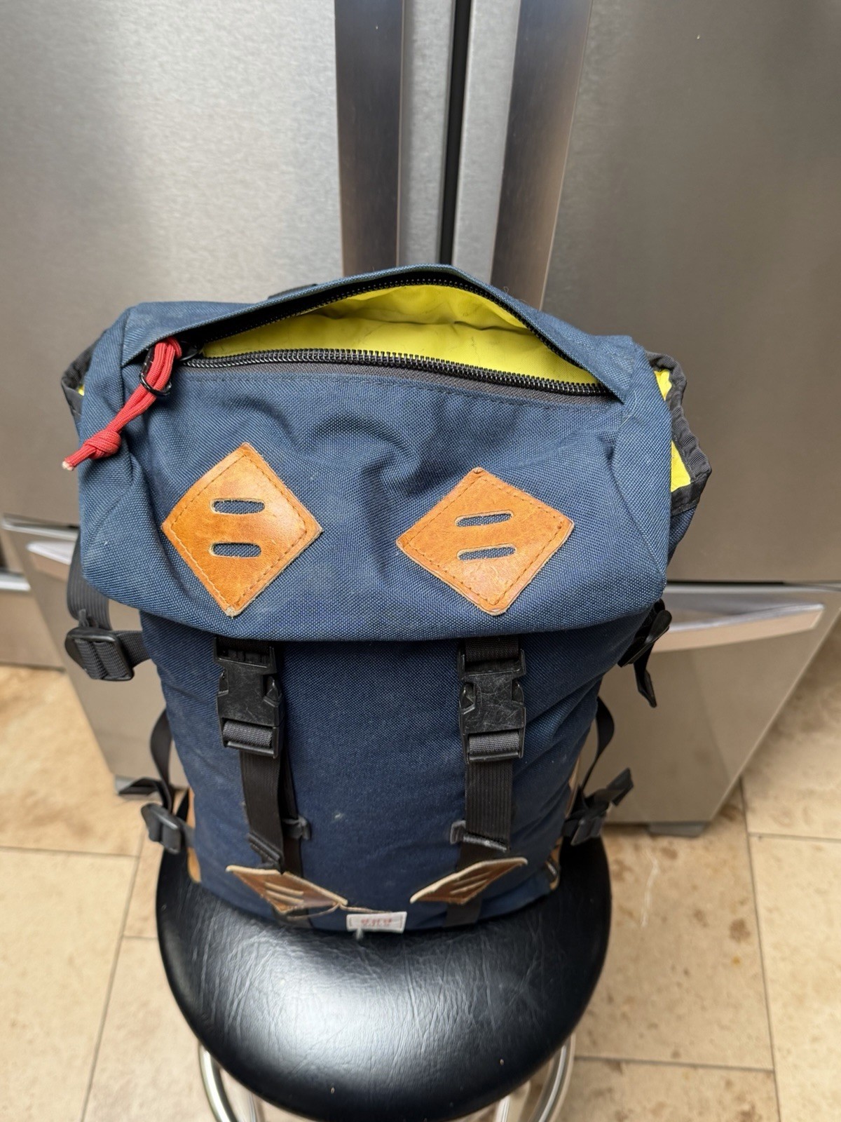 Topo Designs Navy Blue Klettersack Backpack Made in USA Cordura Fabric & Leather
