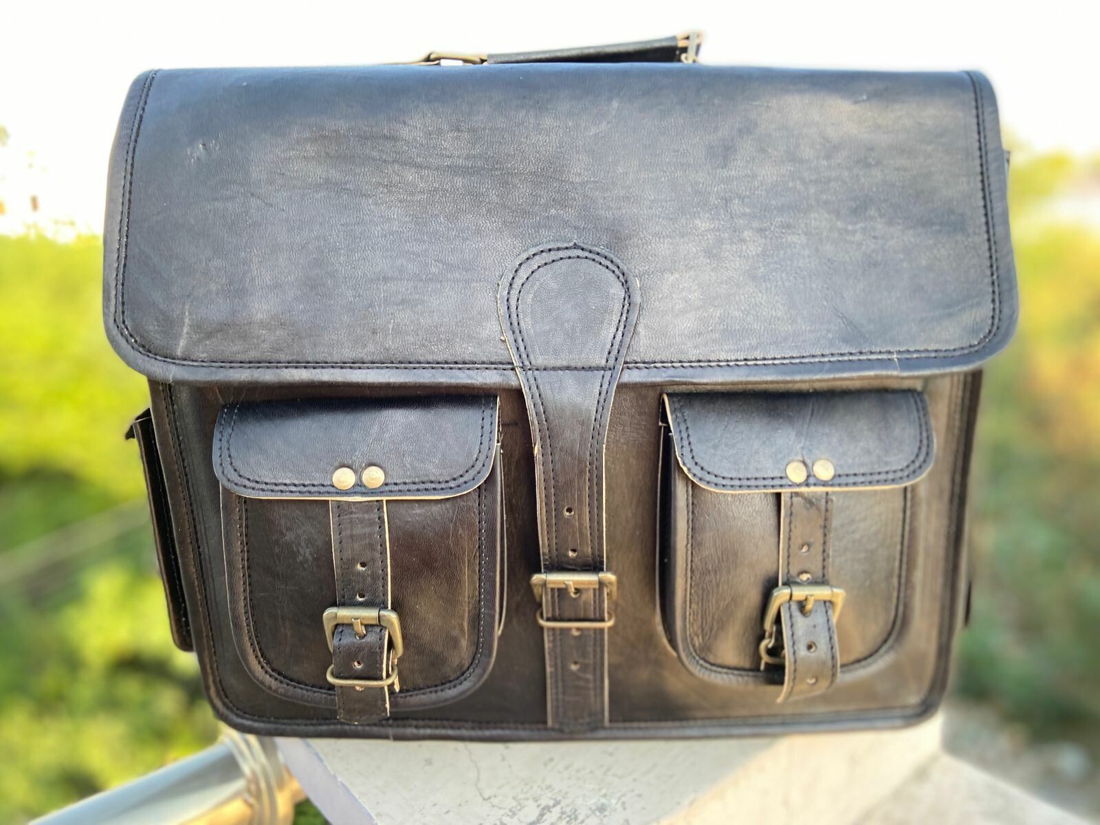 Men’s Genuine Messenger Leather Vintage Laptop Handmade Briefcase Bag Satchel