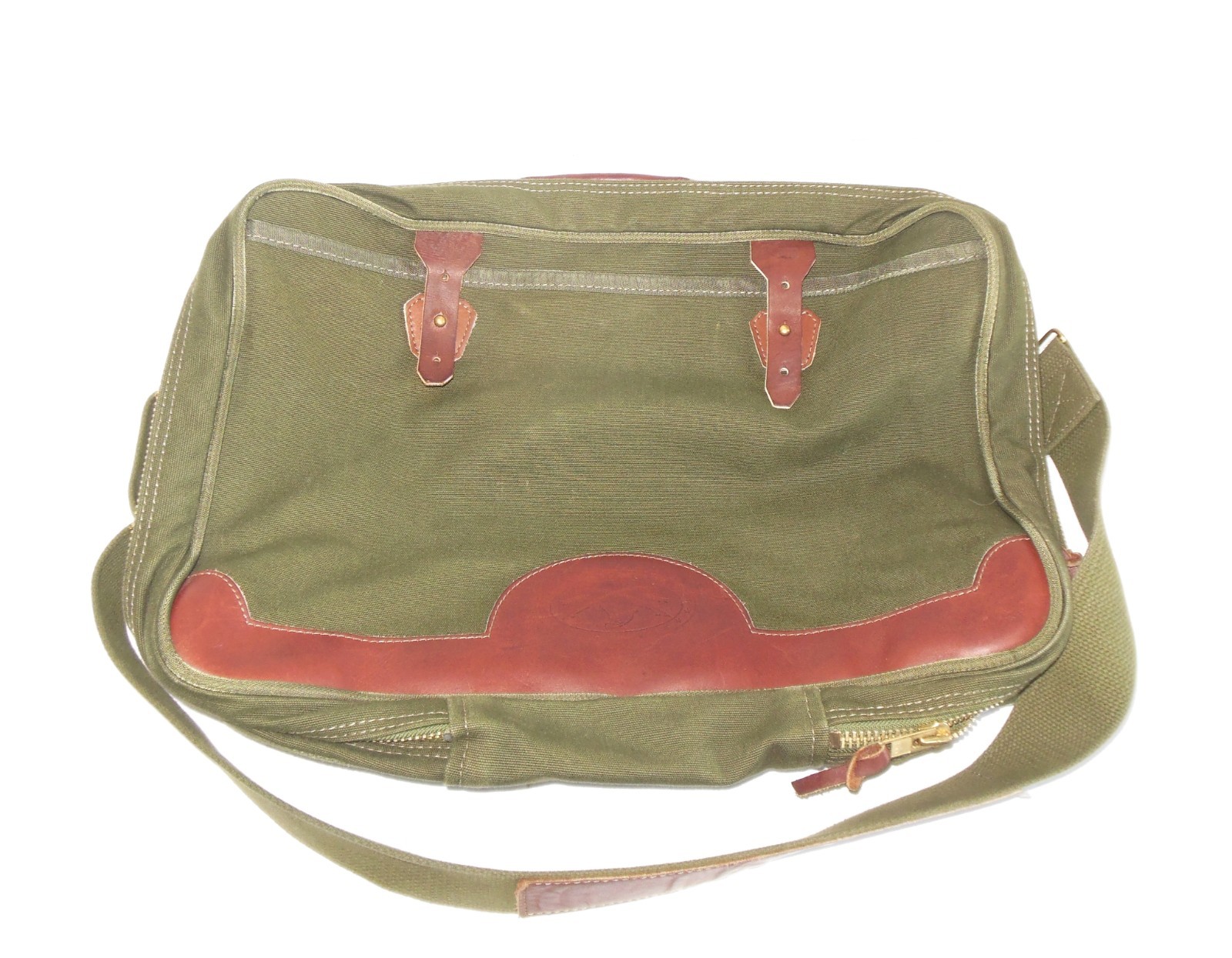 Orvis Battenkill 2 Sided Travel Bag Canvas Leather Green Luggage Carry On