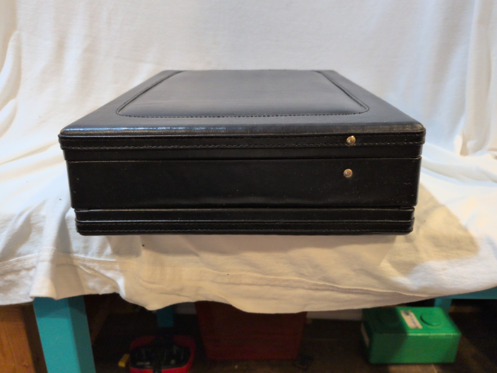 Briefcase Black Leather Brass Combination Lock Latches Attache Laptop