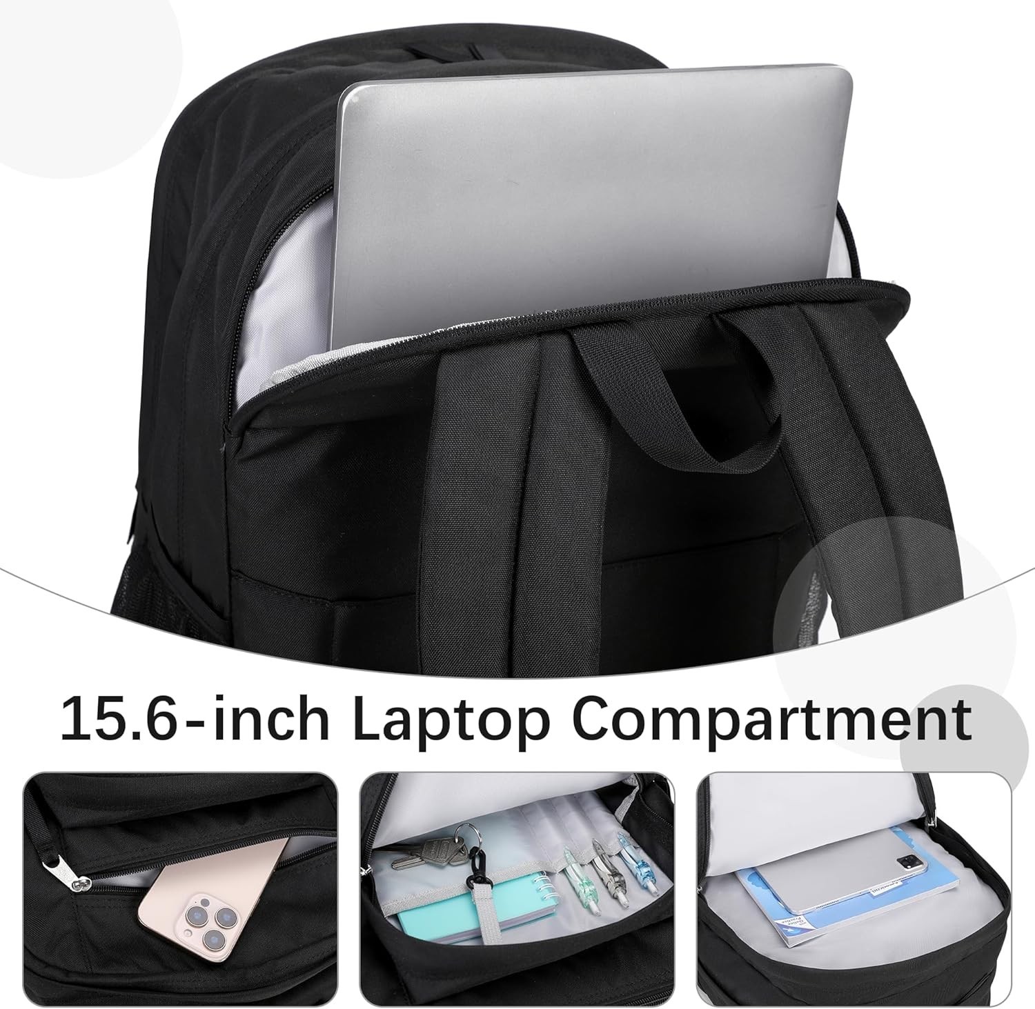 34L Large Backpack for School Water Resistant Women Men Bookbag for College, Mid