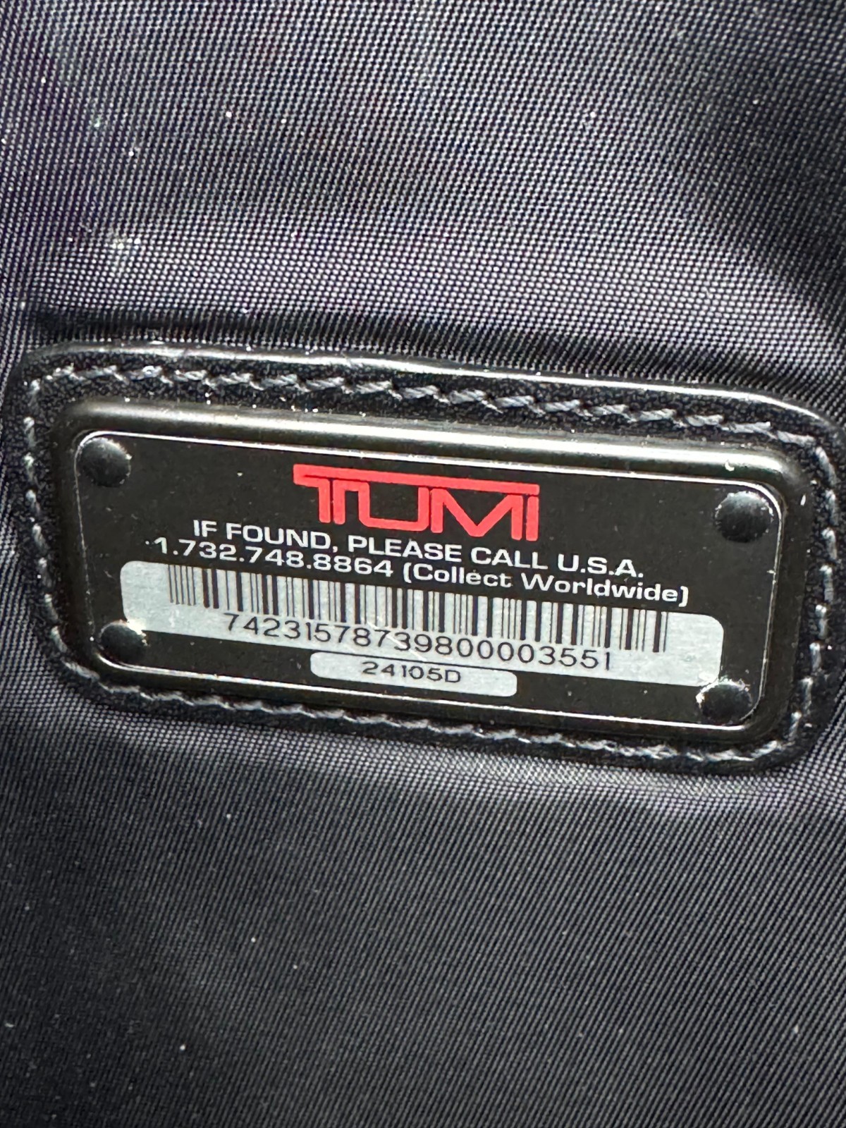 Tumi Nylon Leather Trim Flat Messenger Crossbody Bag Black 24105D Unisex