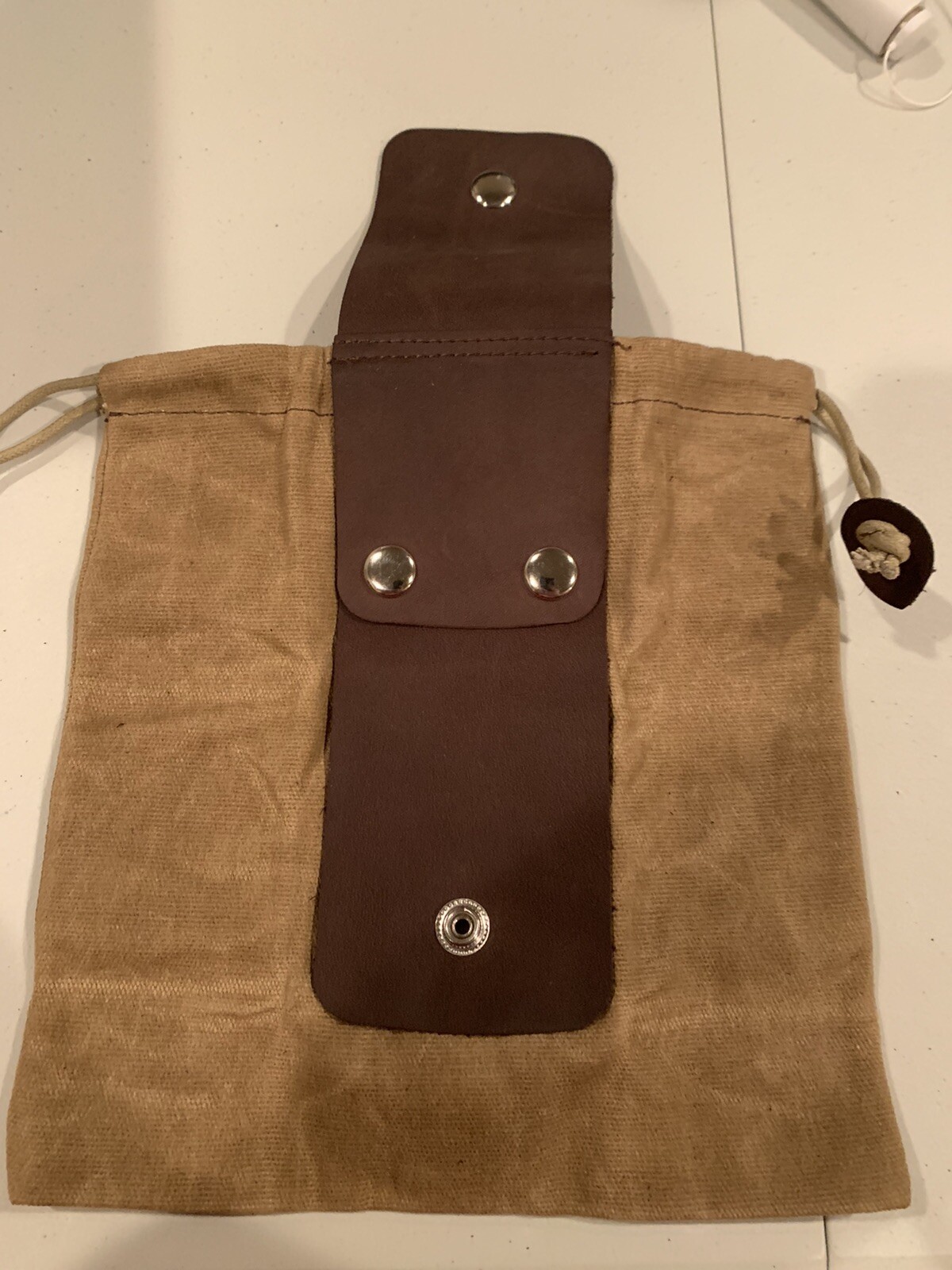Foraging Canvas Drawstring Bag – Trail Bag Leather Straps camping GET IT FAST