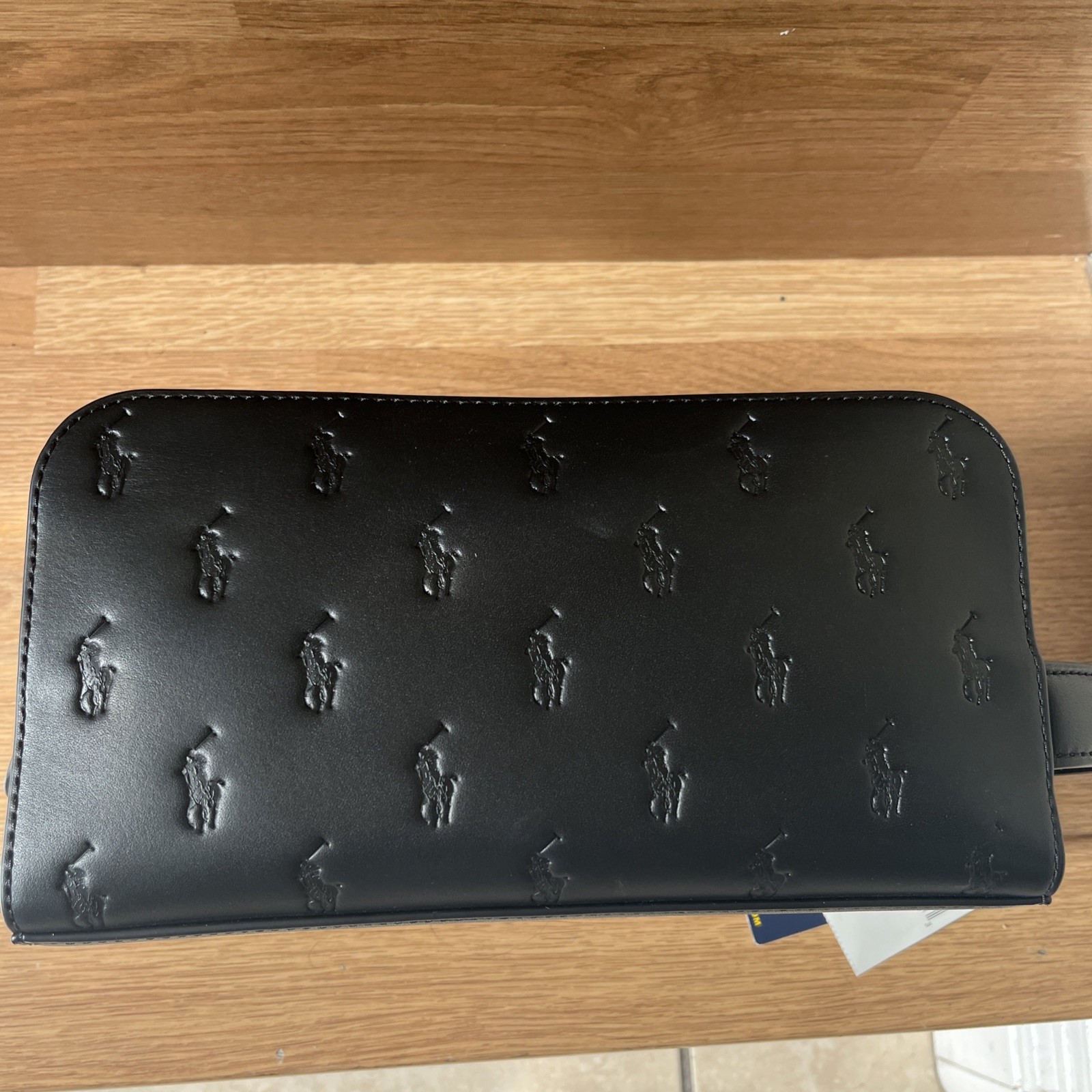 NWT Polo Ralph Lauren BLACK Leather Embossed PONY Toiletry Dopp Shave Kit Bag