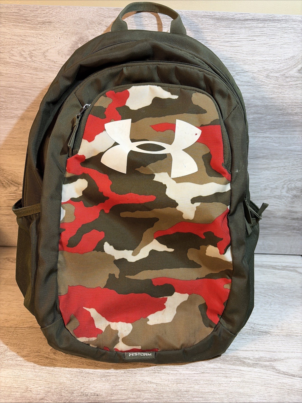 Under Armour UA Backpack Storm Red Brown White Camo Laptop Sleeve Organizer