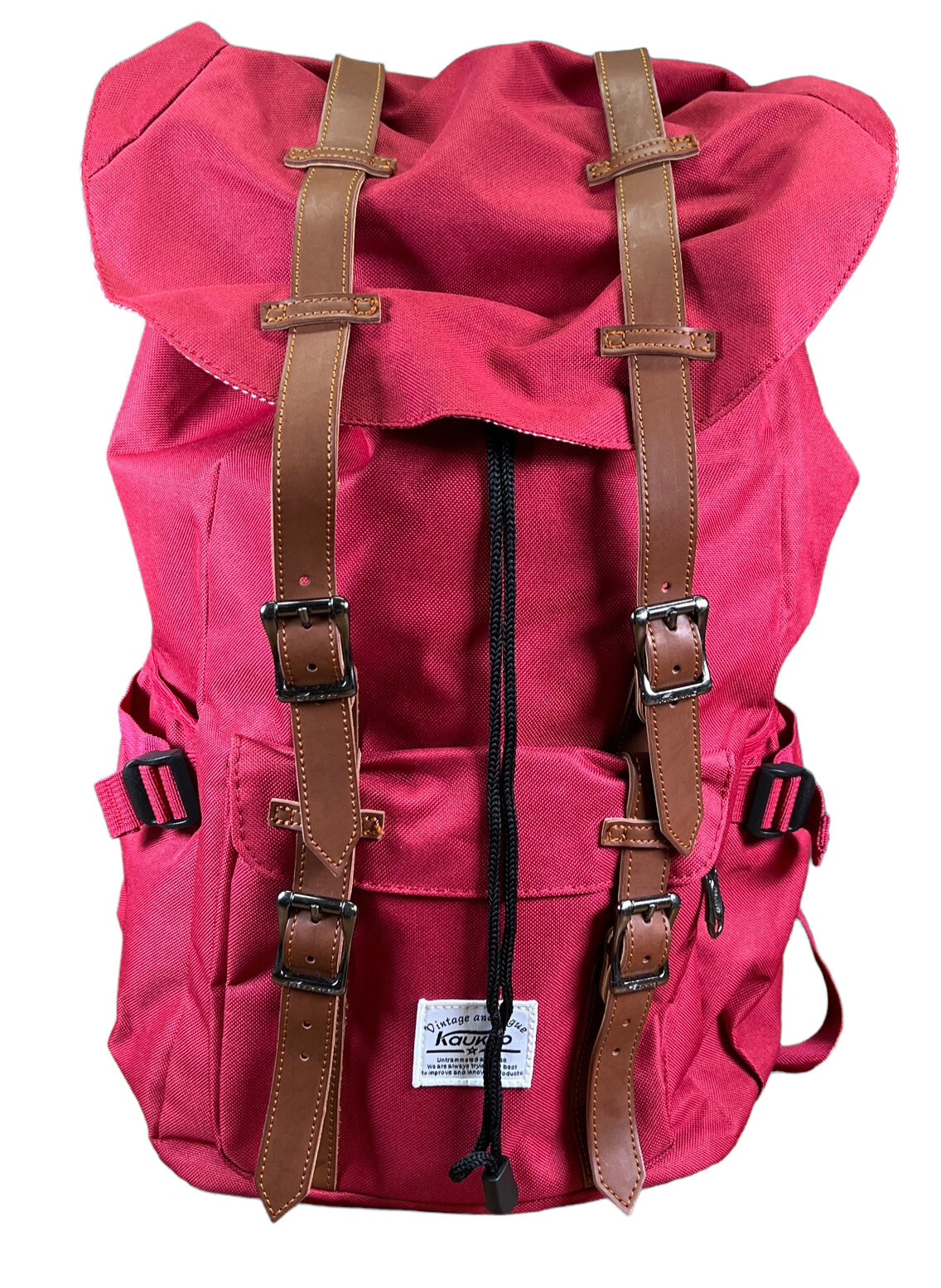 KAUKKO Men WOMEN Vintage Casual Canvas Rucksack Backpack Travel School Bag Red