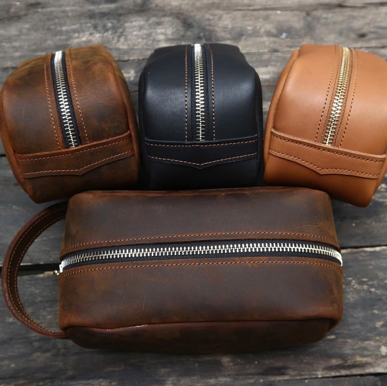 Premium Leather Dopp Kit – Personalized Men’s Travel Case – Gift for Him TH01