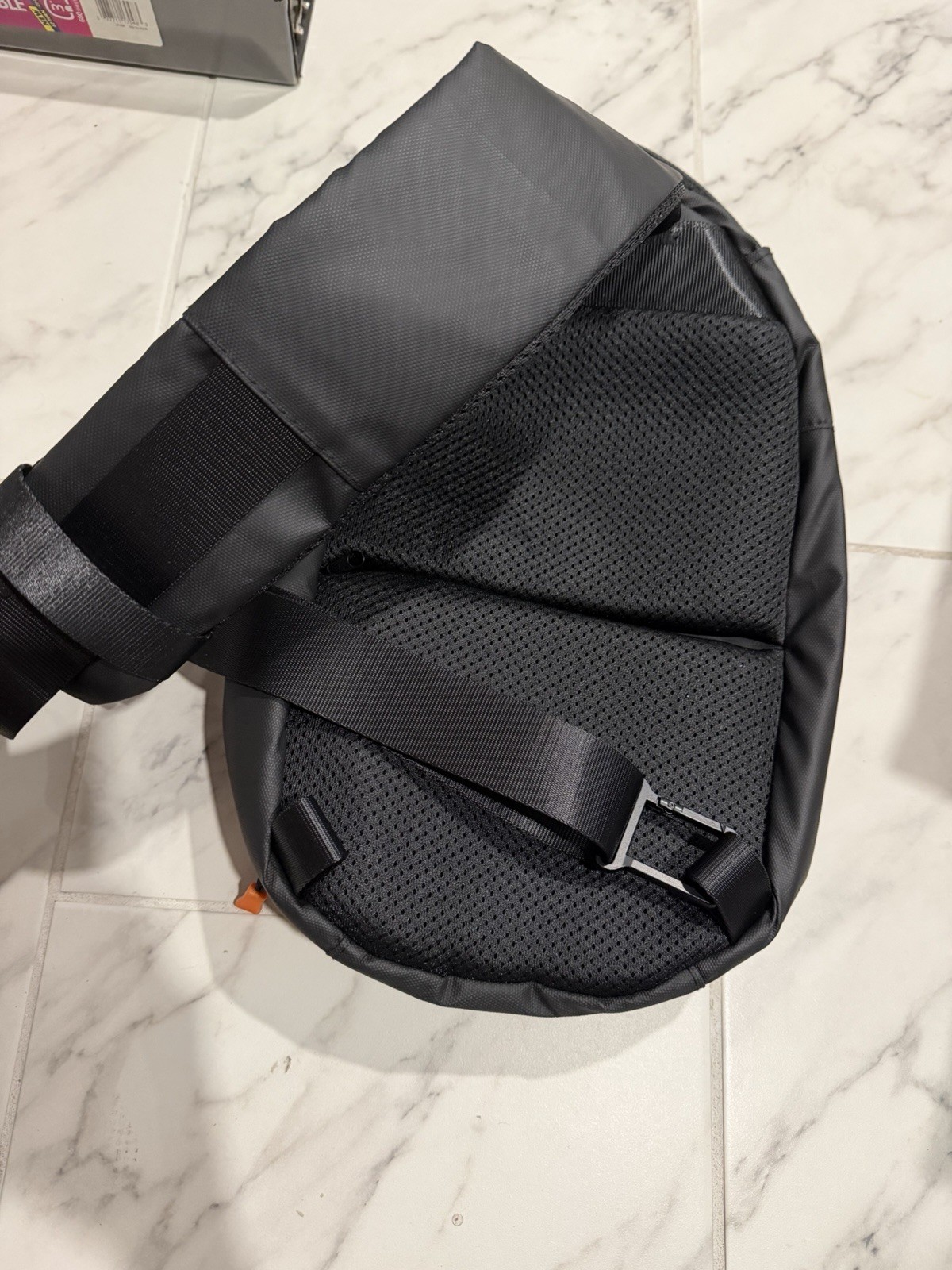 Black Medium Sling Backpack Crossbody Bag, Zip Closure, Adjustable Strap