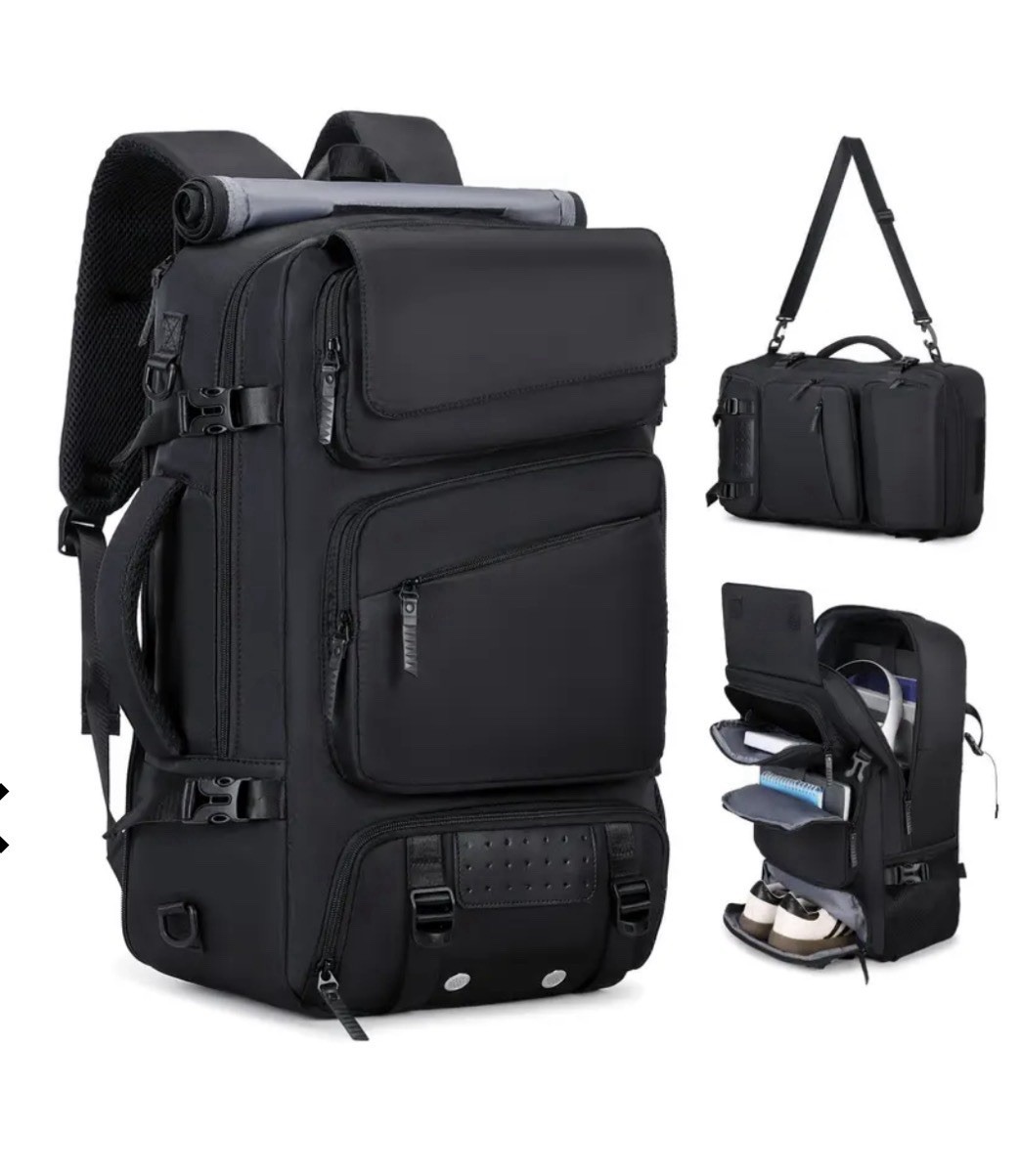 21″x11.8″x7.5″ Black Men’s Travel Backpack Large Laptop Bag W/Shoe Compartment