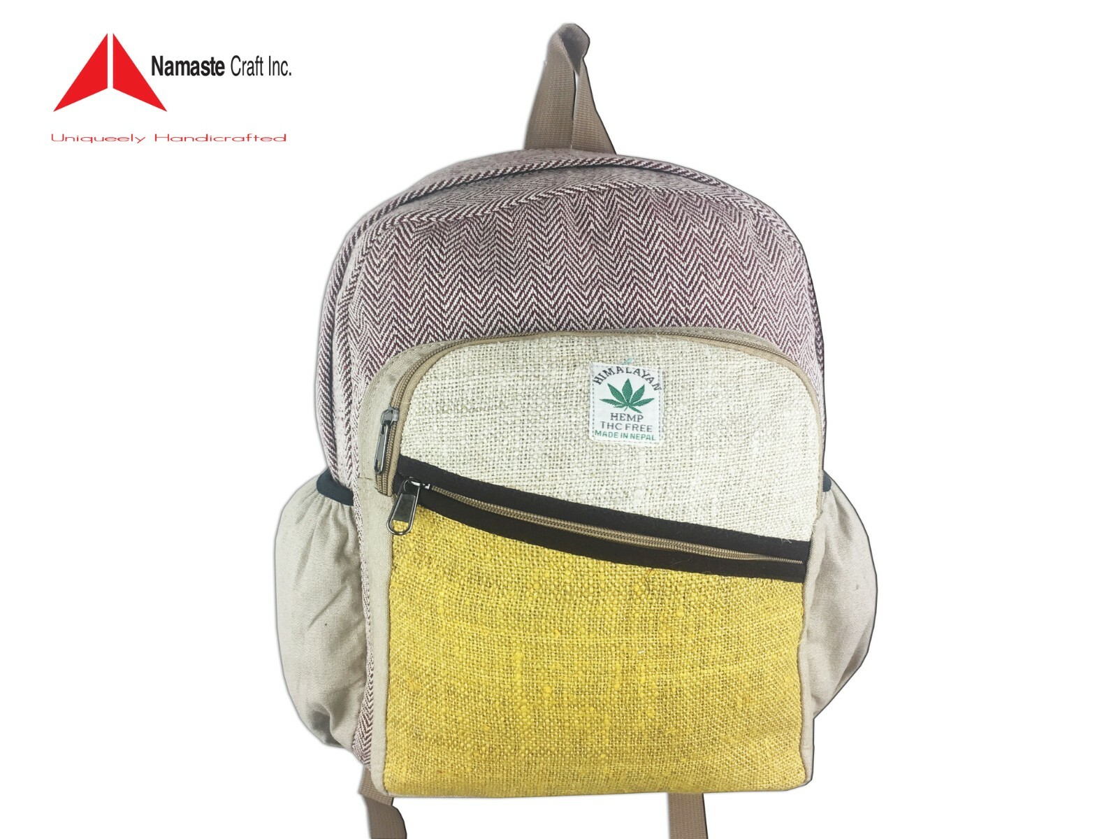 Pure Hemp Multi Pockets laptop Sleeve – Fashionable Travel backpack Nepal Made