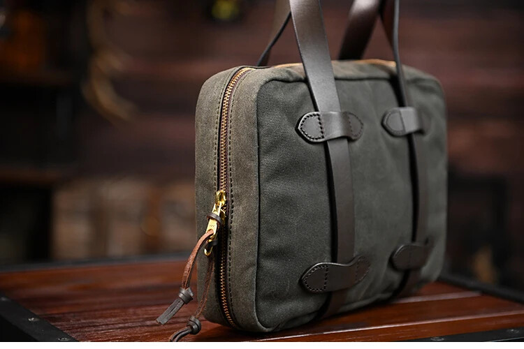 Oil Waxed Canvas Small Briefcase Size 31*22*7cm Casual Handheld Bag