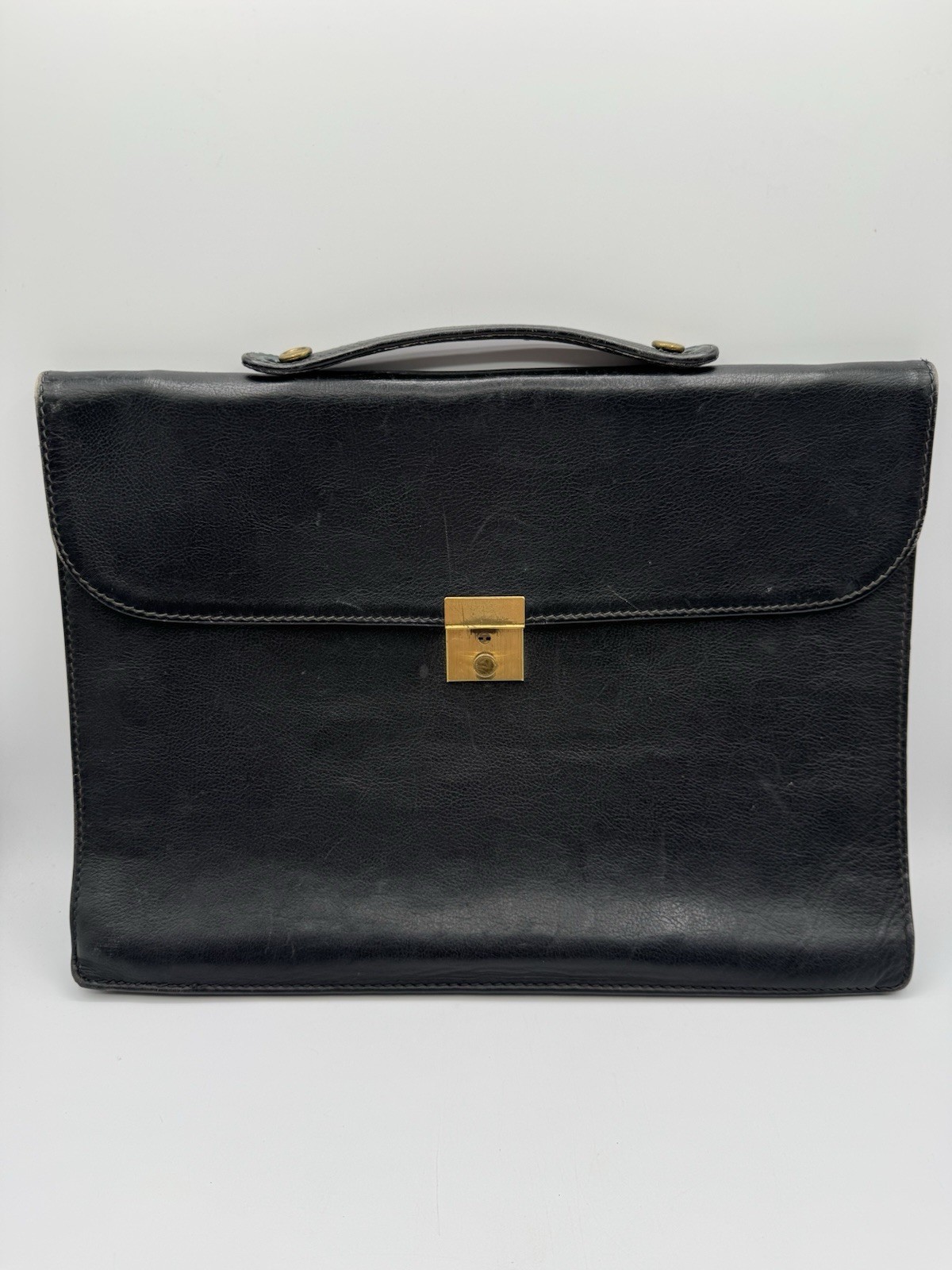 Vintage Giuri Executive Attache Briefcase Black Italy Quiet Italian Luxury