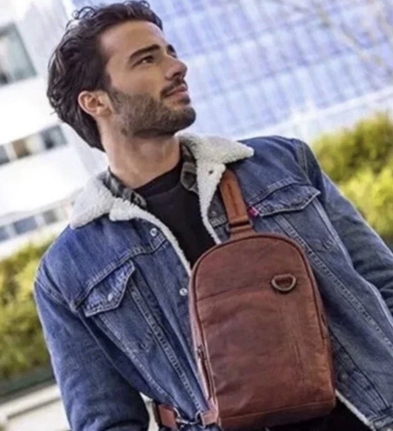 Spikes & Sparrow Camel Crossbody Shoulder Sling bag Leather Bag