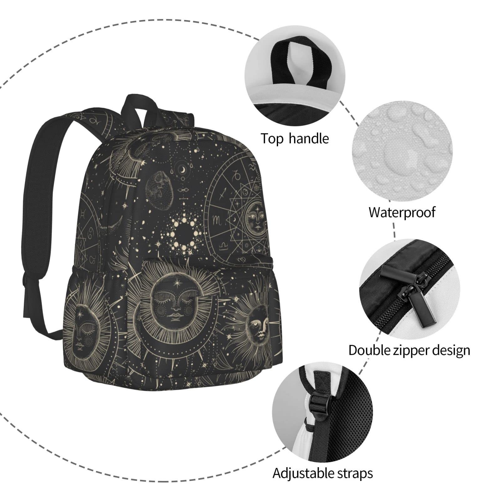 Sun Moon Backpack Laptop Multipurpose Daypack Casual Men Women Travel Hiking