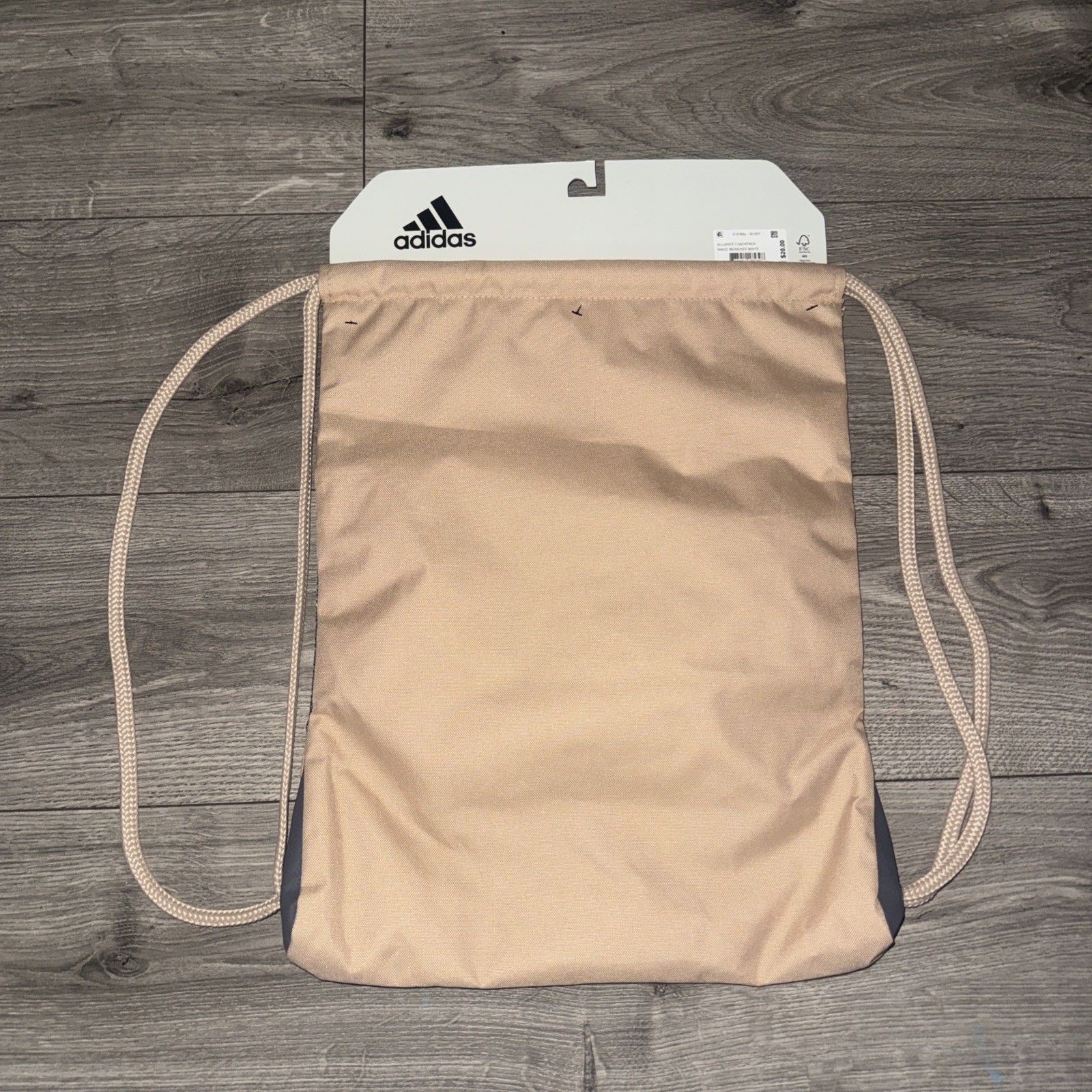Adidas Alliance II Sackpack Drawstring Athletic Sports Bag NEW Beige /Off White