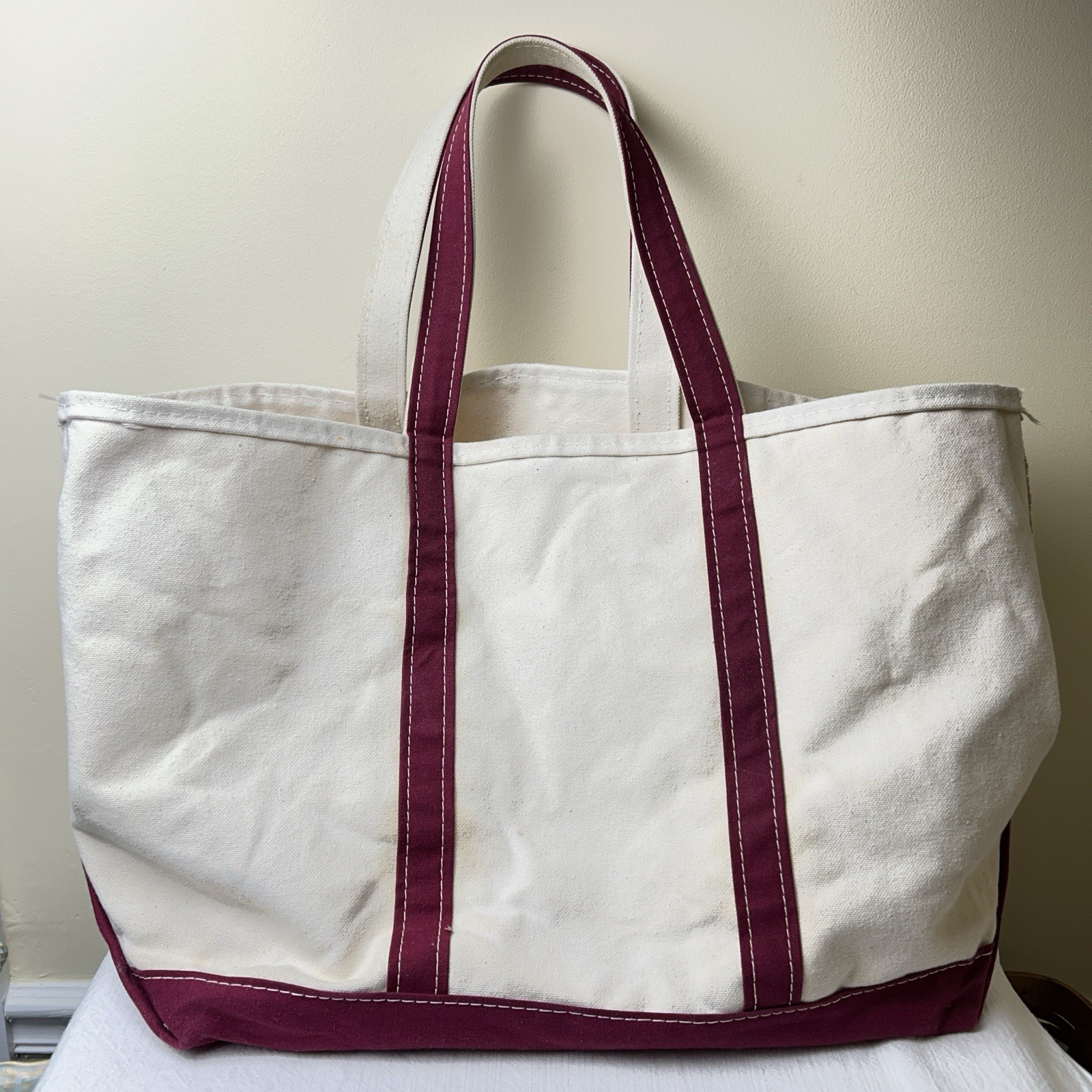 Vintage LL Bean Boat and Tote Canvas Bag Maroon USA Made Freeport Maine