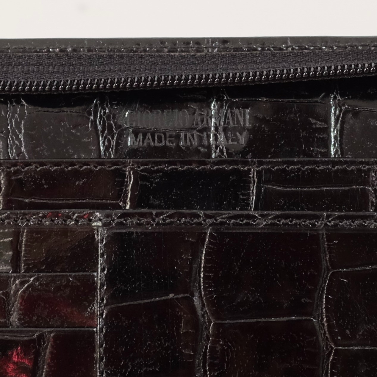 New Giorgio Armani crocodile alligator embossed travel portfolio bag