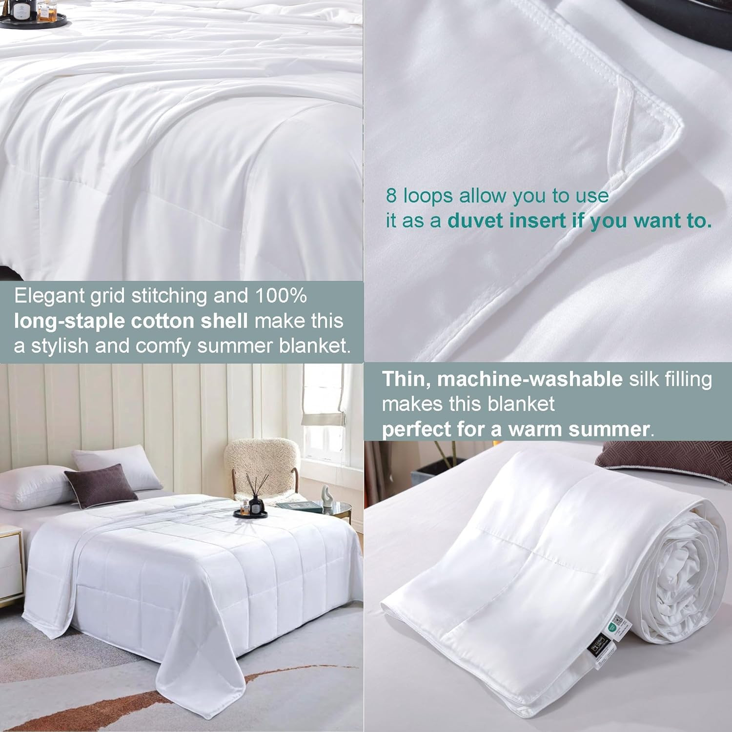 Luxury Machine Washable Silk-Filled Twin Quilt – Ultra Soft & Breathable