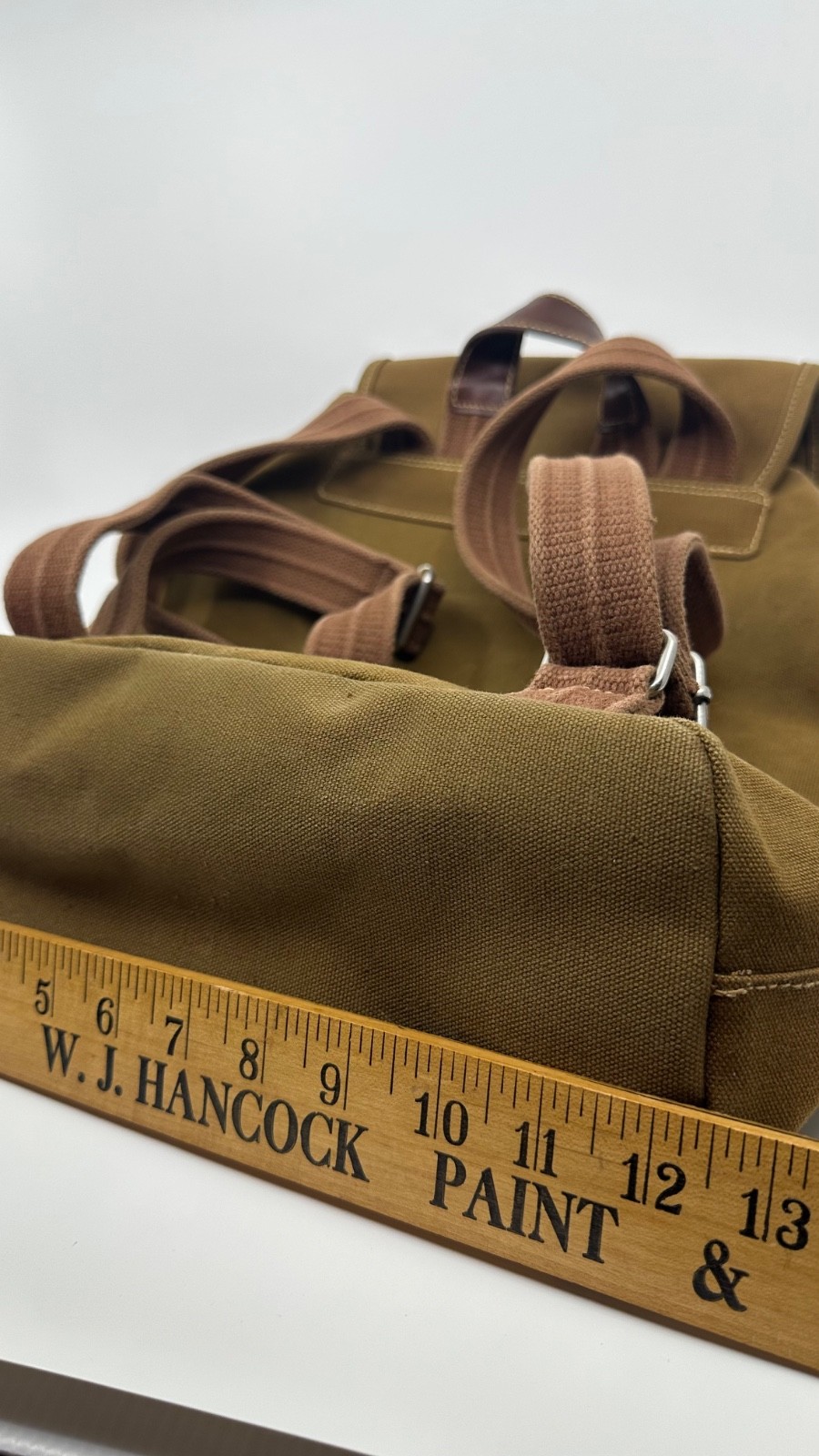 Fossil Expedition No 11552 Brown Canvas Backpack Leather Trim Rugged Goods