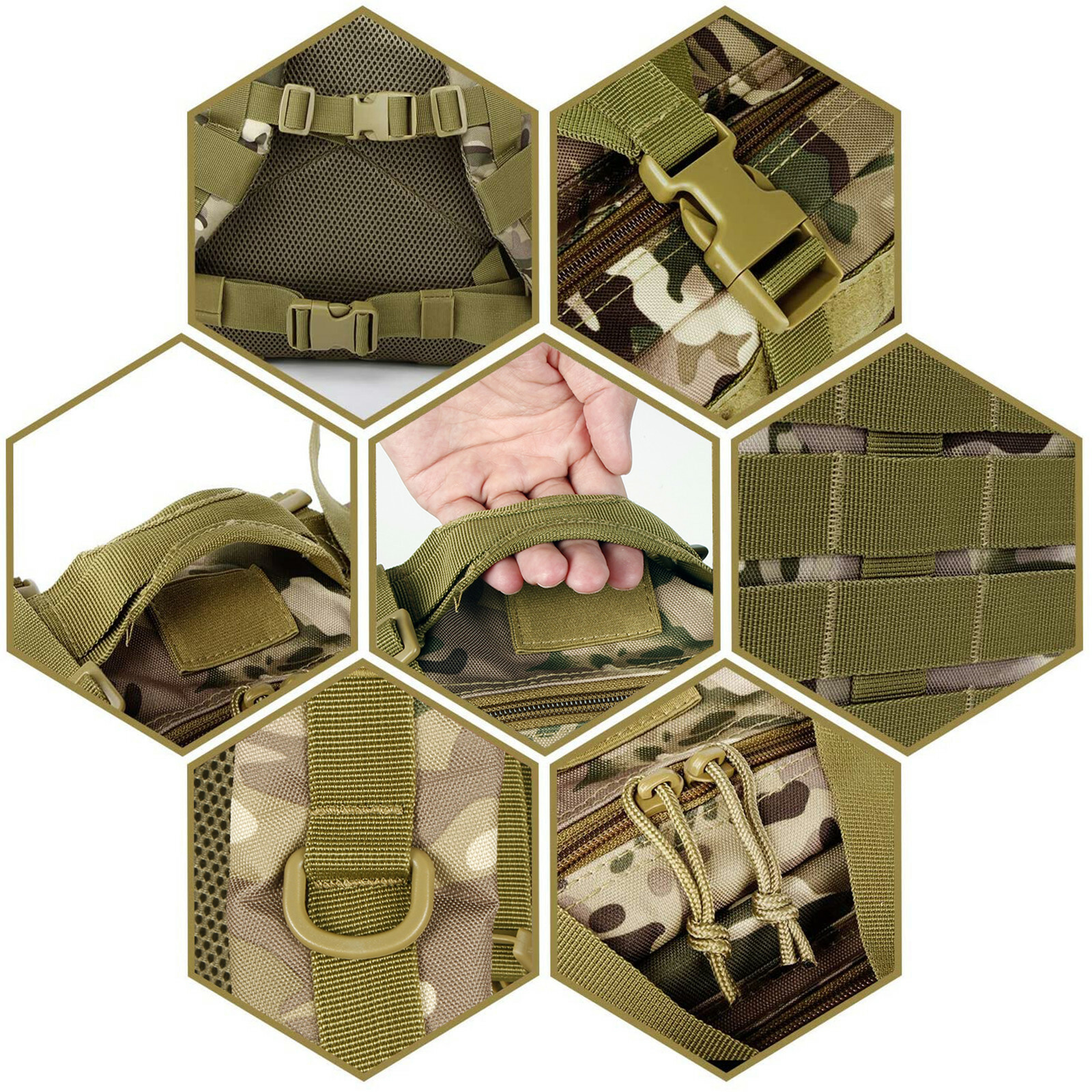 Military Tactical Backpack Army Molle Bug Out Bag Rucksack Travel Hiking Camping