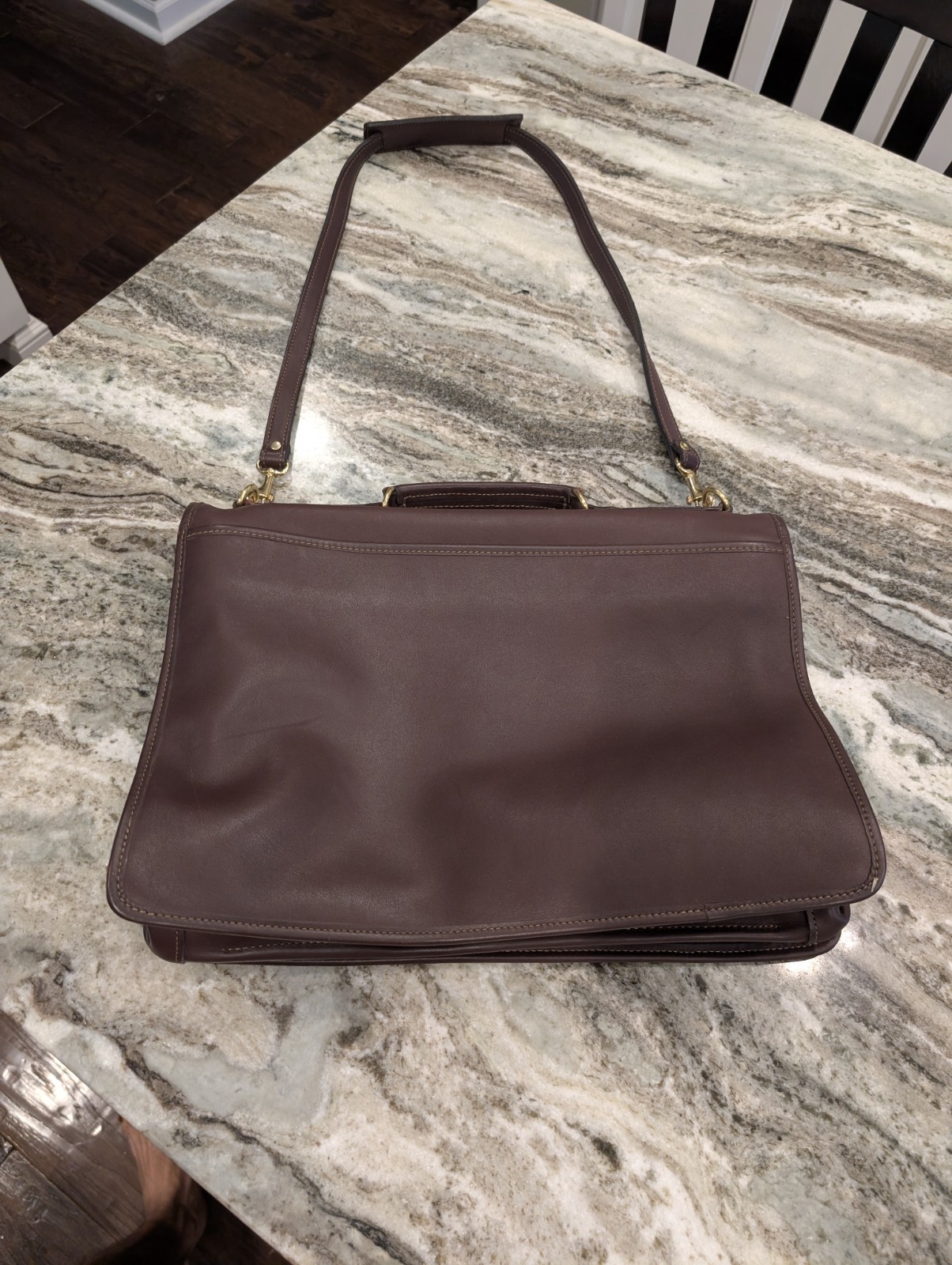 Brown Jack Georges University Professional Leather Briefcase Messenger Bag #2456