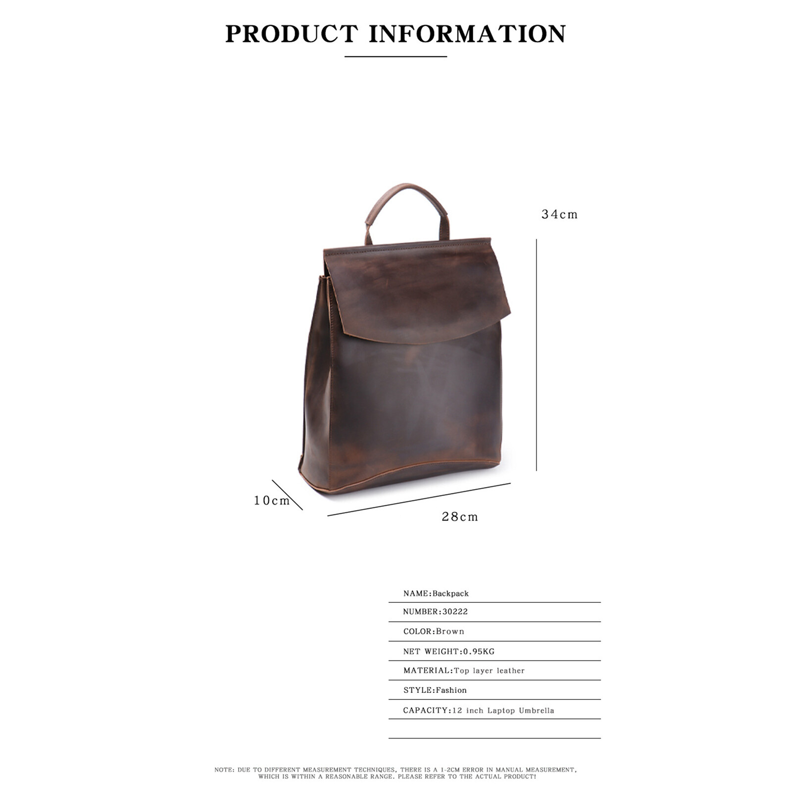 Mens Leather Backpack Brown Laptop Bag Vintage Travel School Rucksack