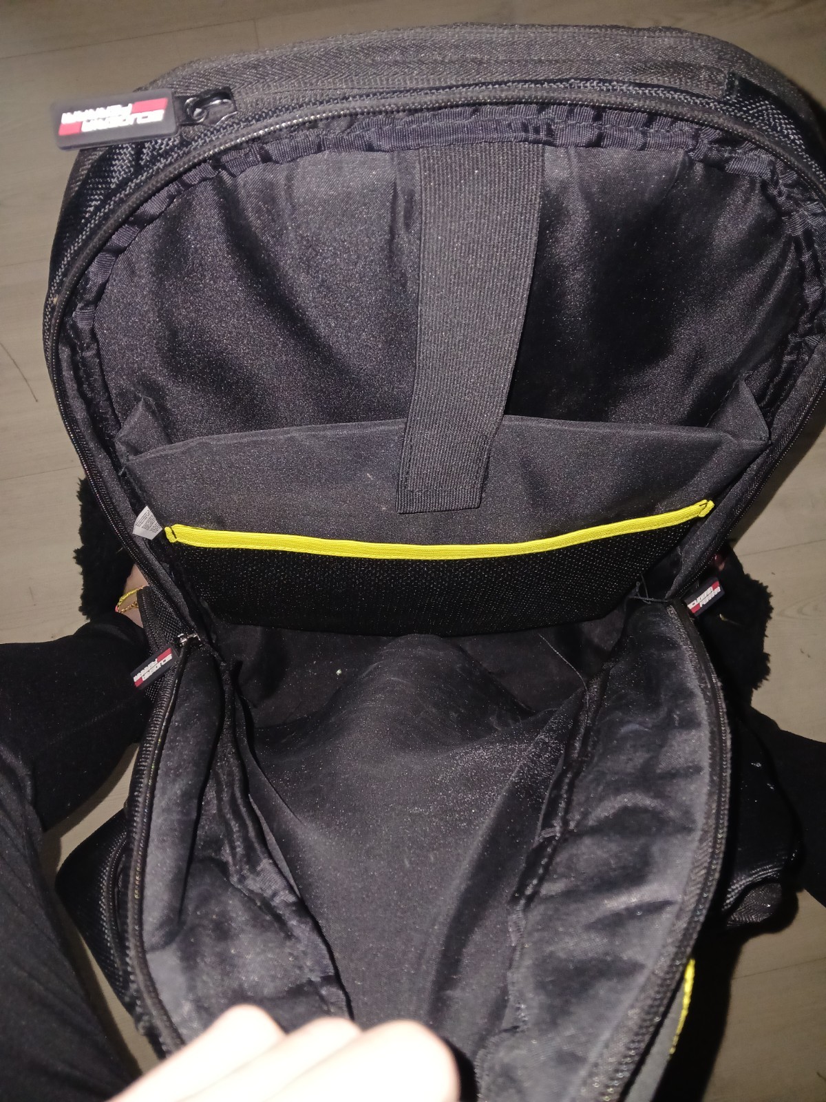 Ferrari Black Yellow Backpack Adjustable Strap Inner Pockets Sports Cars Theme