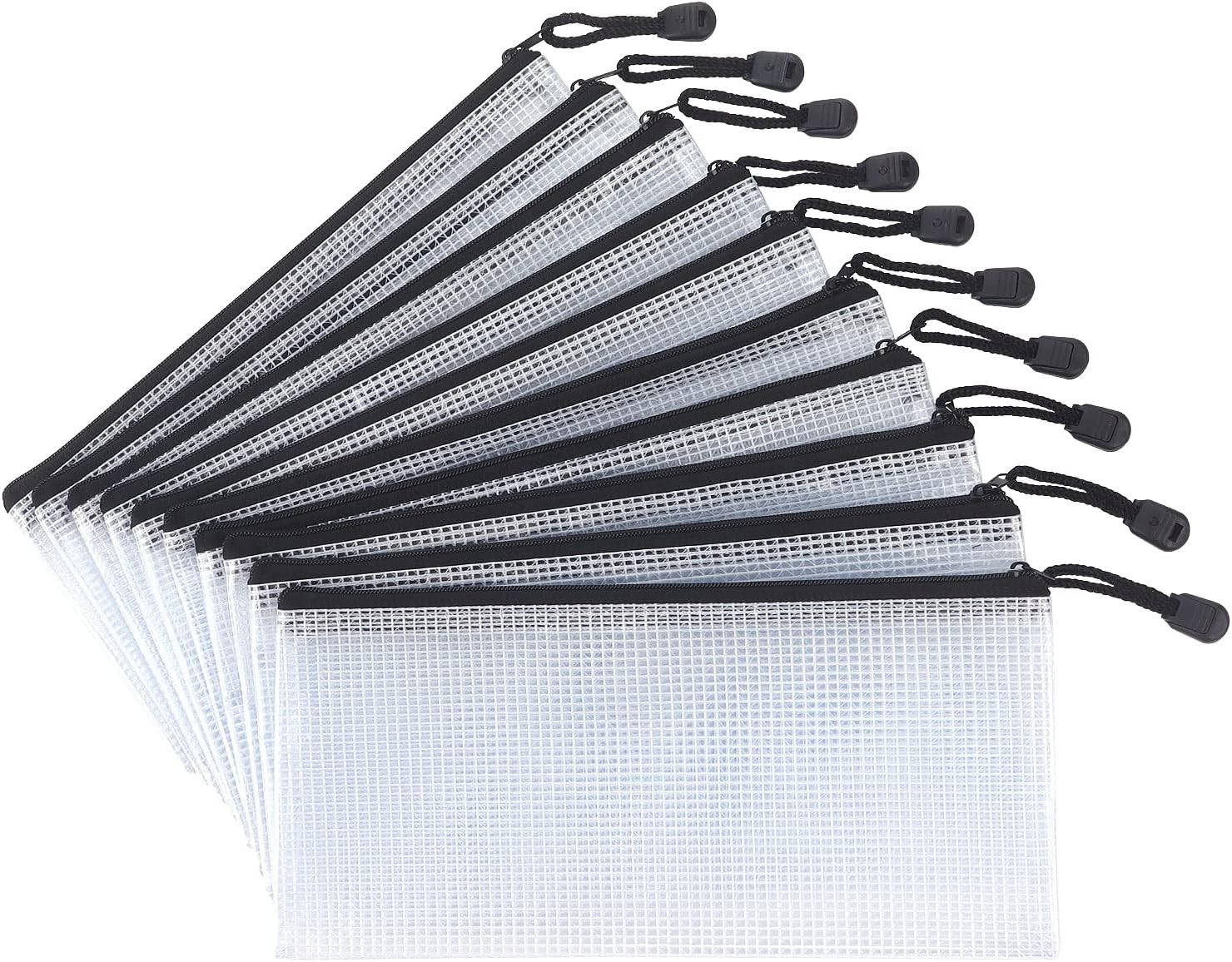 10 Pack Small Mesh Zipper Pouch Document Waterproof Zipper Bags Pencil Pouches A