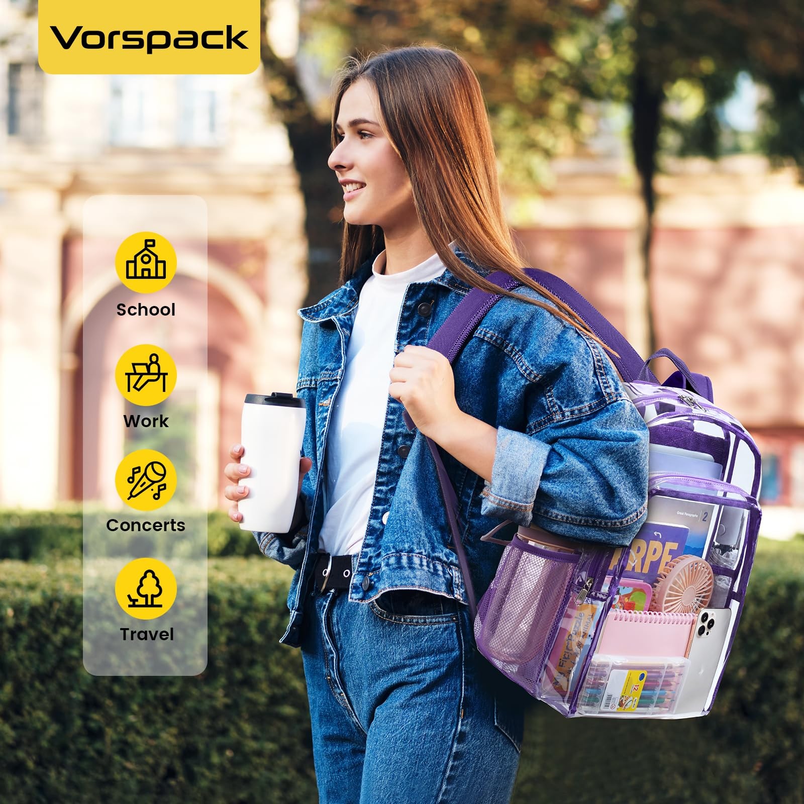 Clear Backpack 16″ X 12″ X 5.5″ Heavy Duty Transparent Bookbag – School, Work