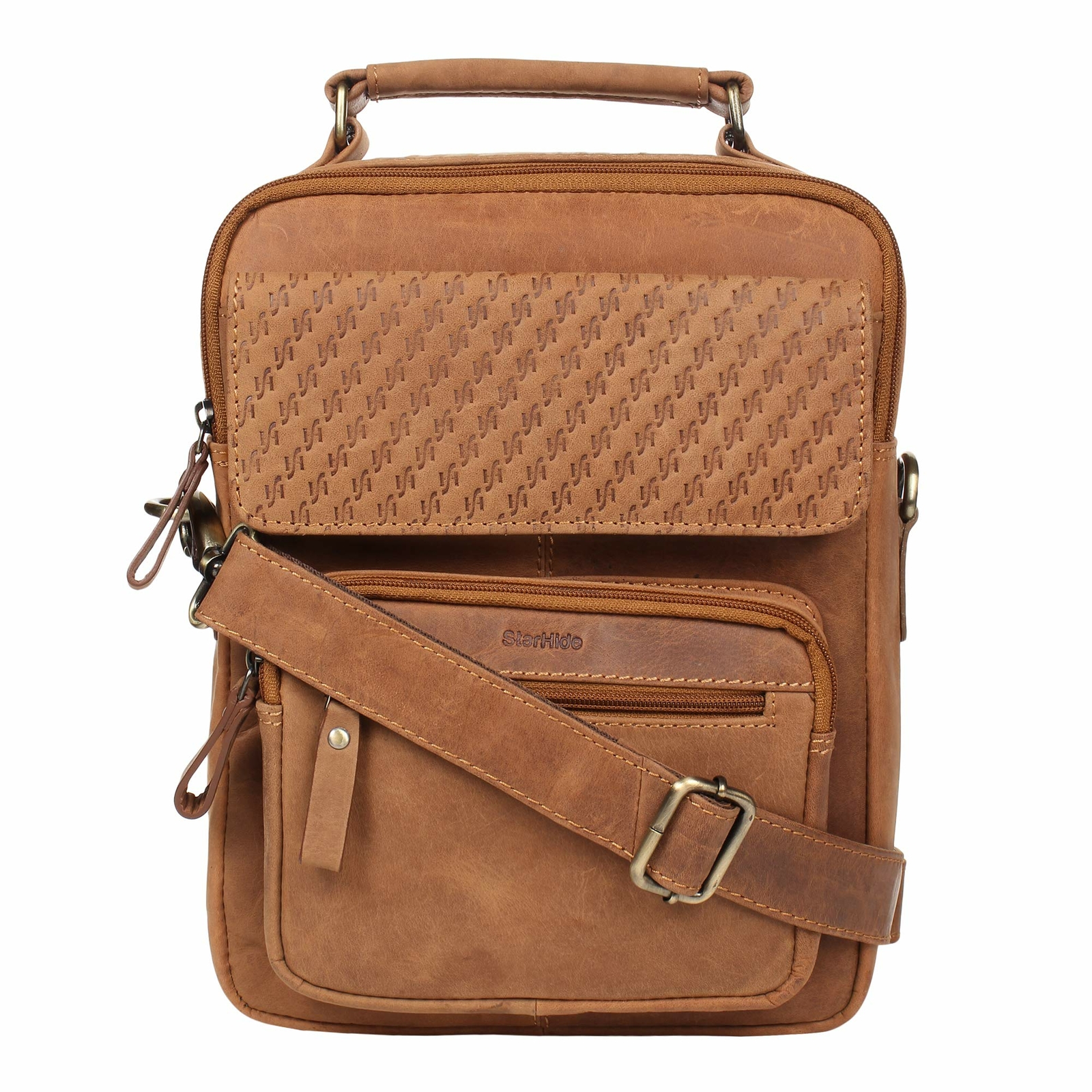 STARHIDE Unisex Distressed Hunter Real Leather Travel Messenger Crossbody Bag
