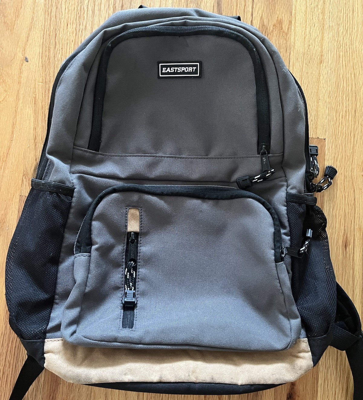Eastport Outdoor Company Gray Canvas Tan Black Backpack Zippered Bag School