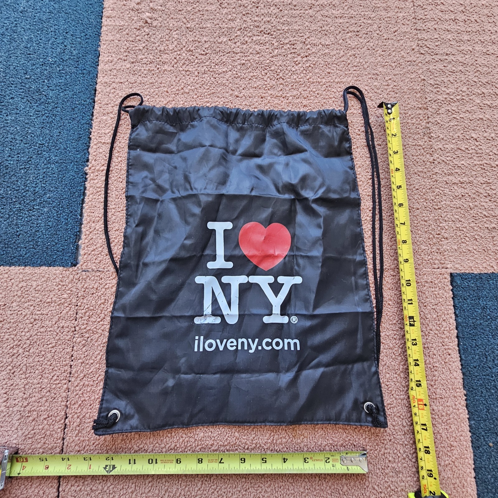 I Heart Love New York NY Drawstring Backpack Bag Black 17×13 Y8a