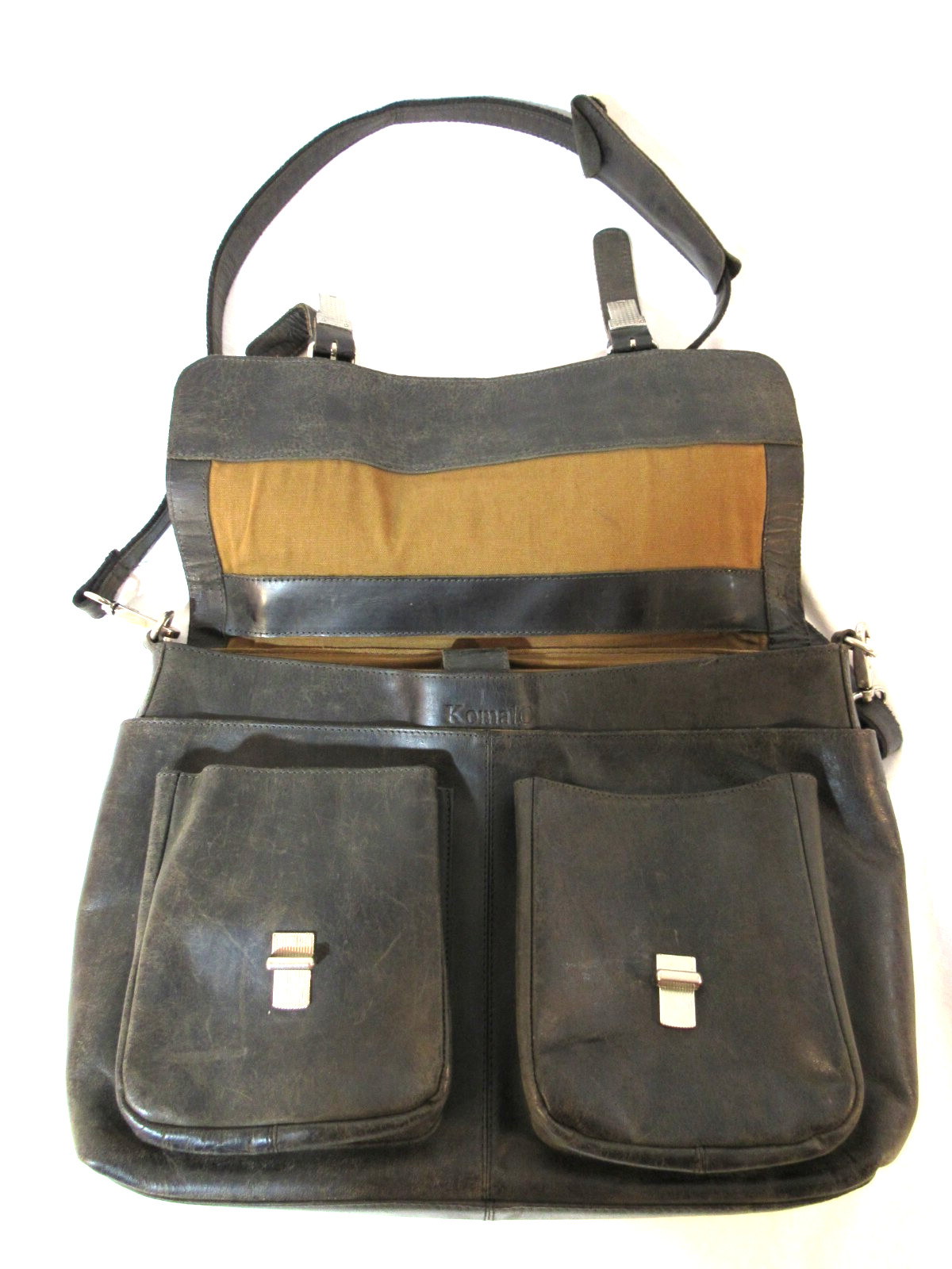 KomalC Buffalo Leather Distressed Brown Briefcase Laptop Messenger Bag 16″ Inch