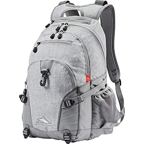 HIGH SIERRA LOOP BACKPACK, TRAVEL, WORK BOOKBAG, TABLET SLEEVE, SILVER HEATHER