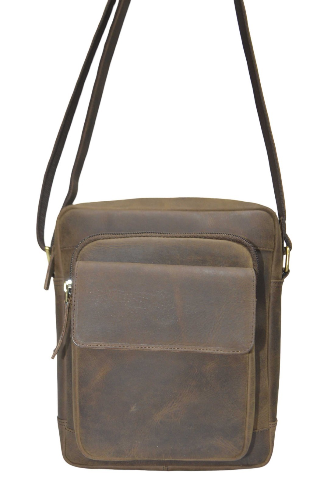 Quality Full Grain Hunter Leather Shoulder / Crossbody Bag.